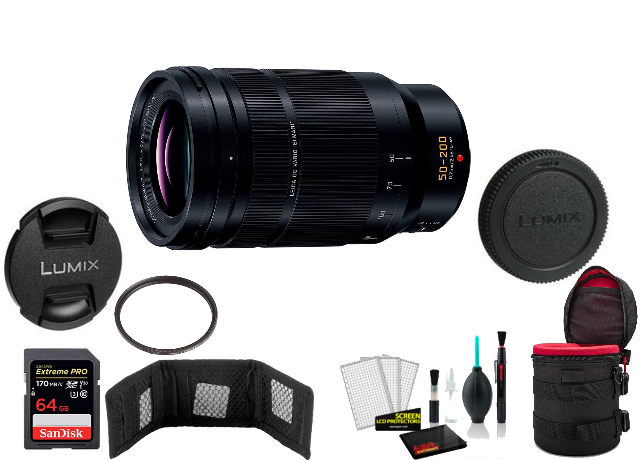 Panasonic Leica DG Vario-Elmarit 50-200mm f/2.8-4 ASPH. POWER O.I.S. Lens with Memory Card International Model Panasonic