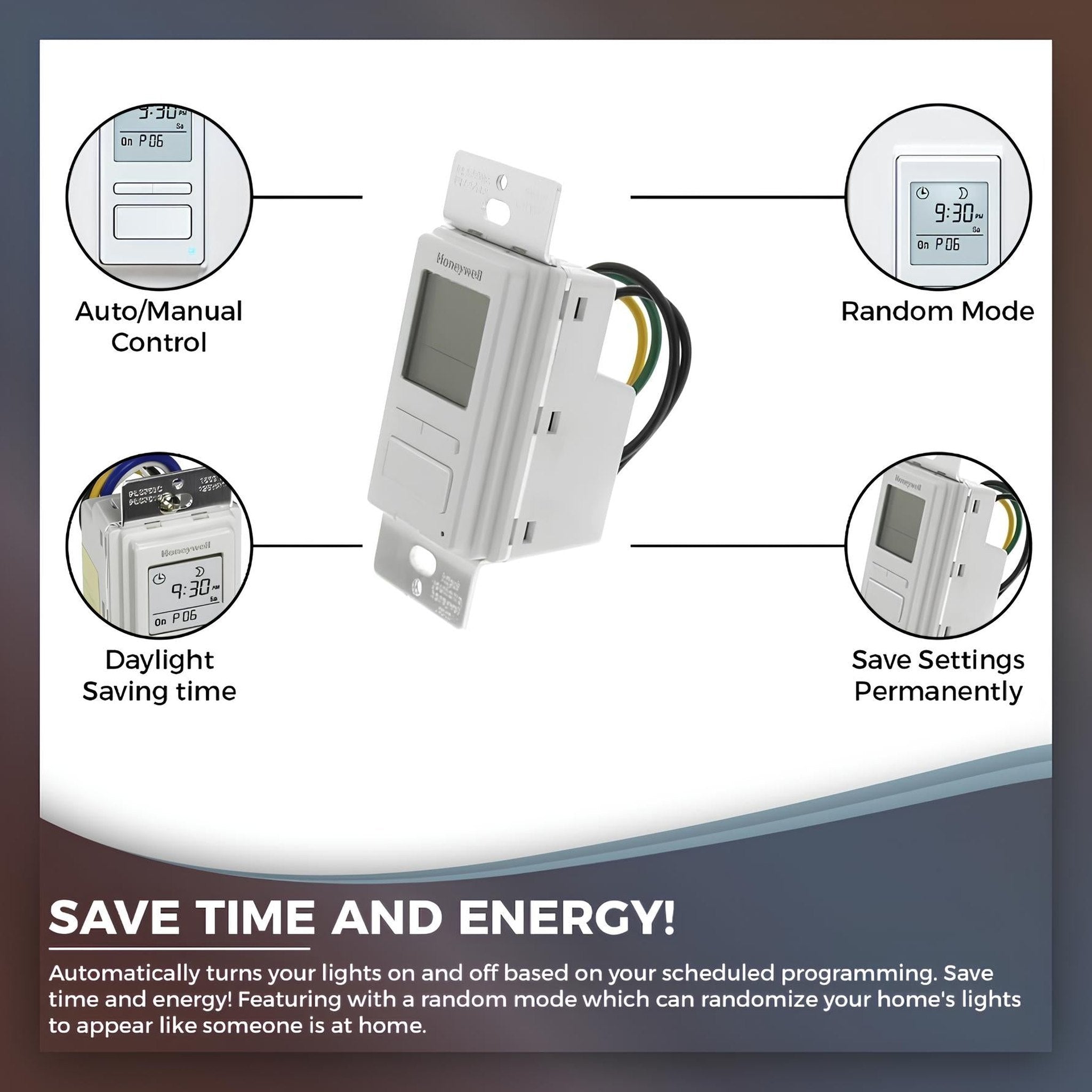 Honeywell PLS750C1000 Timer Switch with Sunrise Sunset Single or 3 Way Honeywell