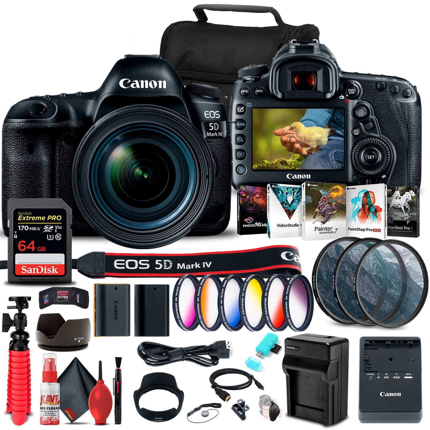 Canon EOS 5D Mark IV DSLR Camera with 24-70mm f/4L Lens 1483C018 Starter Bundle Canon