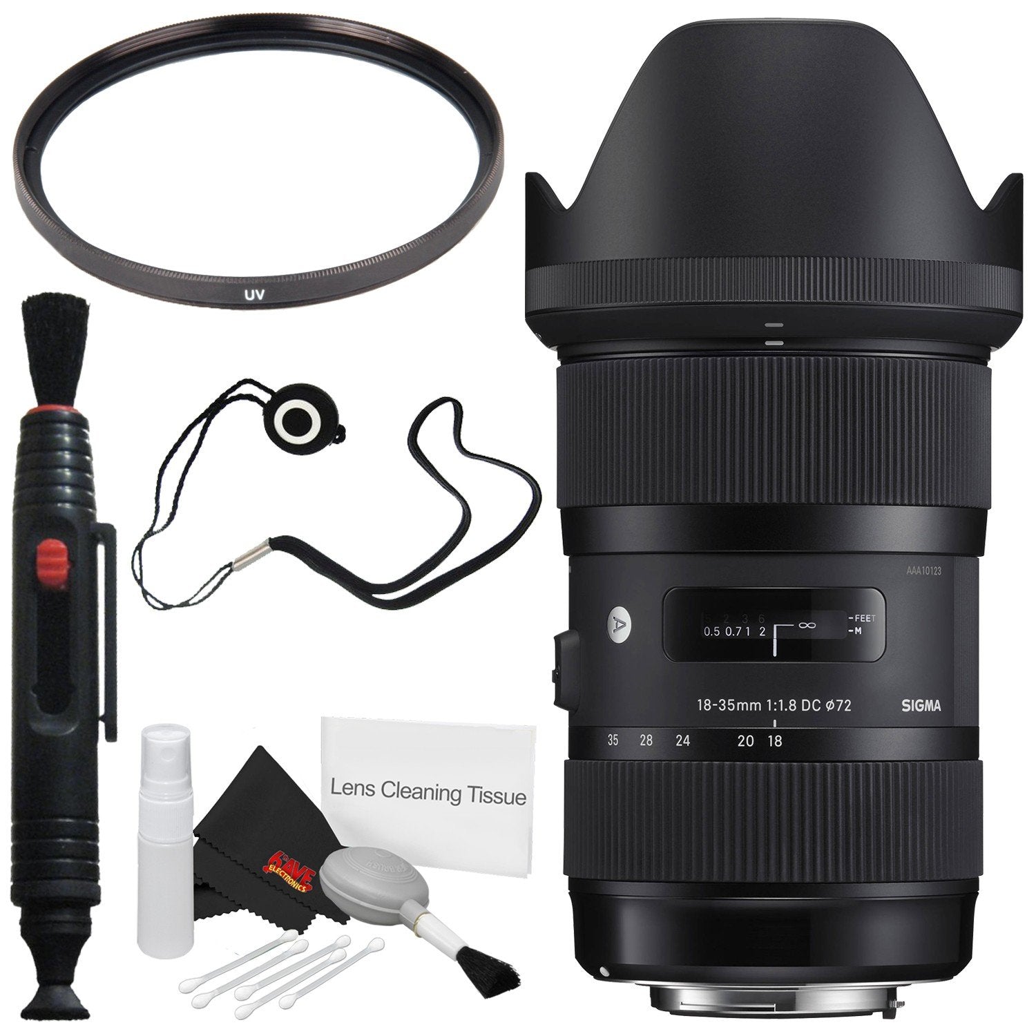 Sigma 18-35mm f/1.8 DC HSM Art Lens for Nikon # 210-306 + 72mm UV Filter + Lens Pen Cleaner + Deluxe Cleaning Kit Bundle Sigma