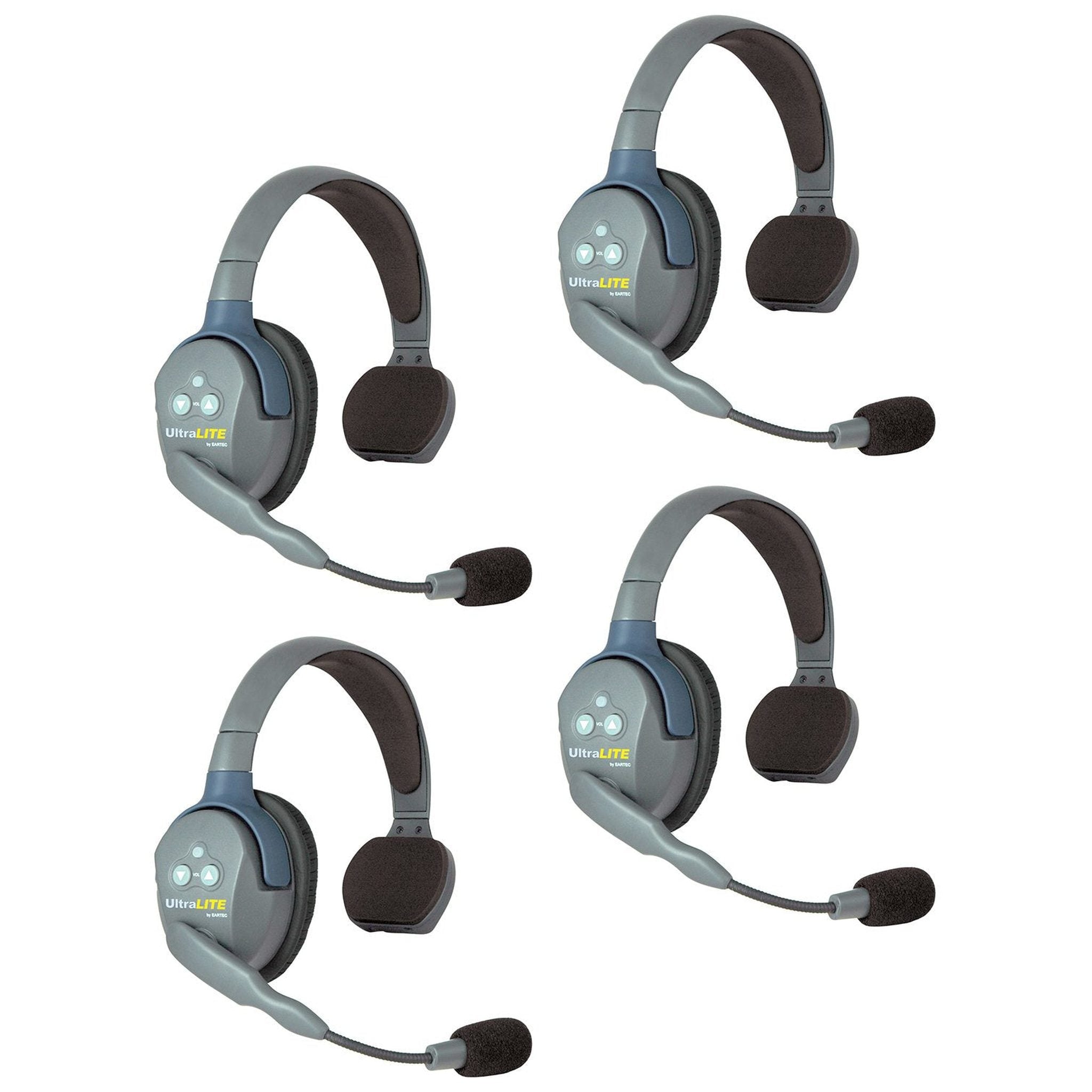 Eartec UL4S UltraLITE Full Duplex Wireless Headset Communication for 4 Users - 4 Single Ear Headsets EARTEC