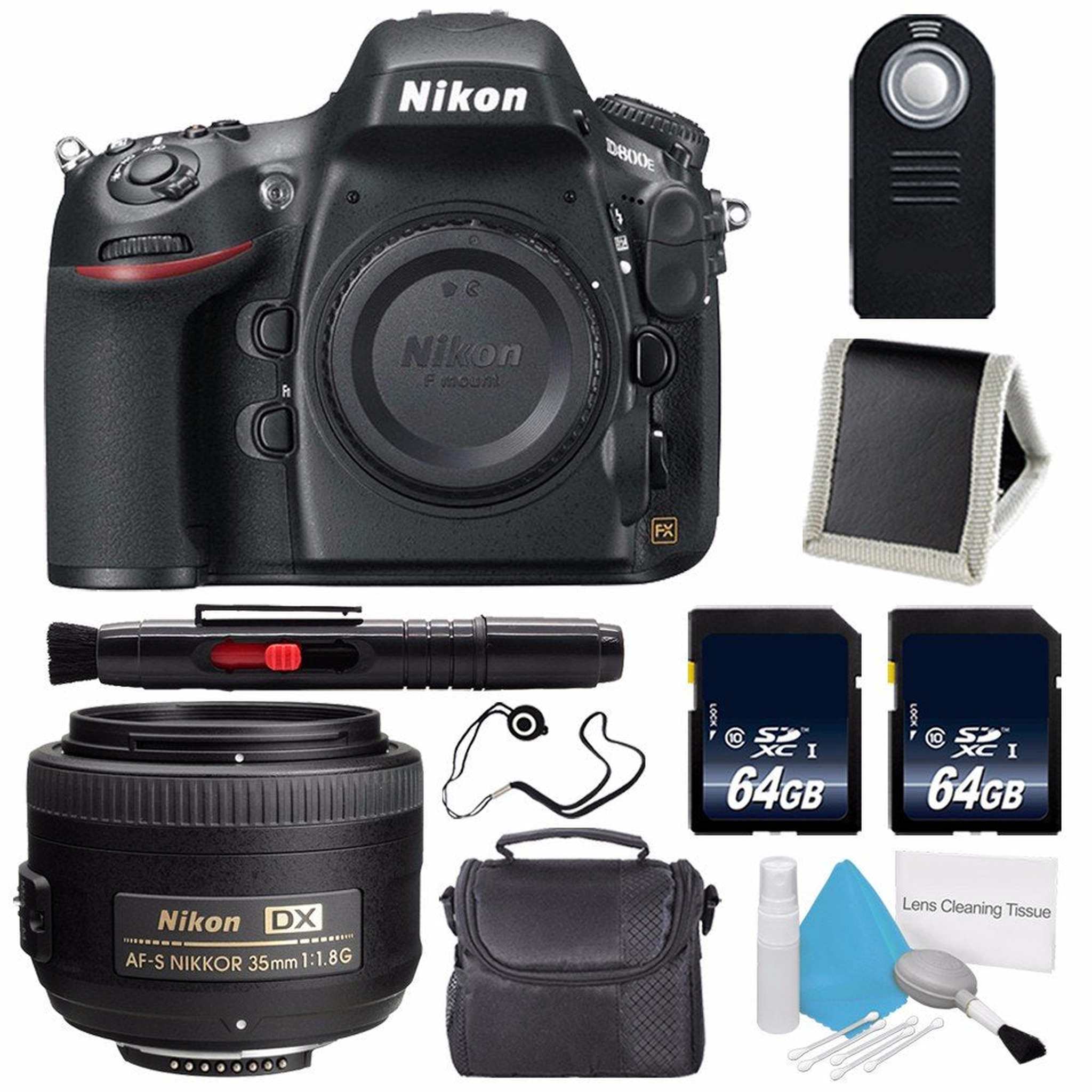 Nikon D800E Digital Camera Body Only International Model + Nikon AF-S DX NIKKOR 35mm f/1.8G Lens + 64GB Memory Card Ultimate Bundle Nikon