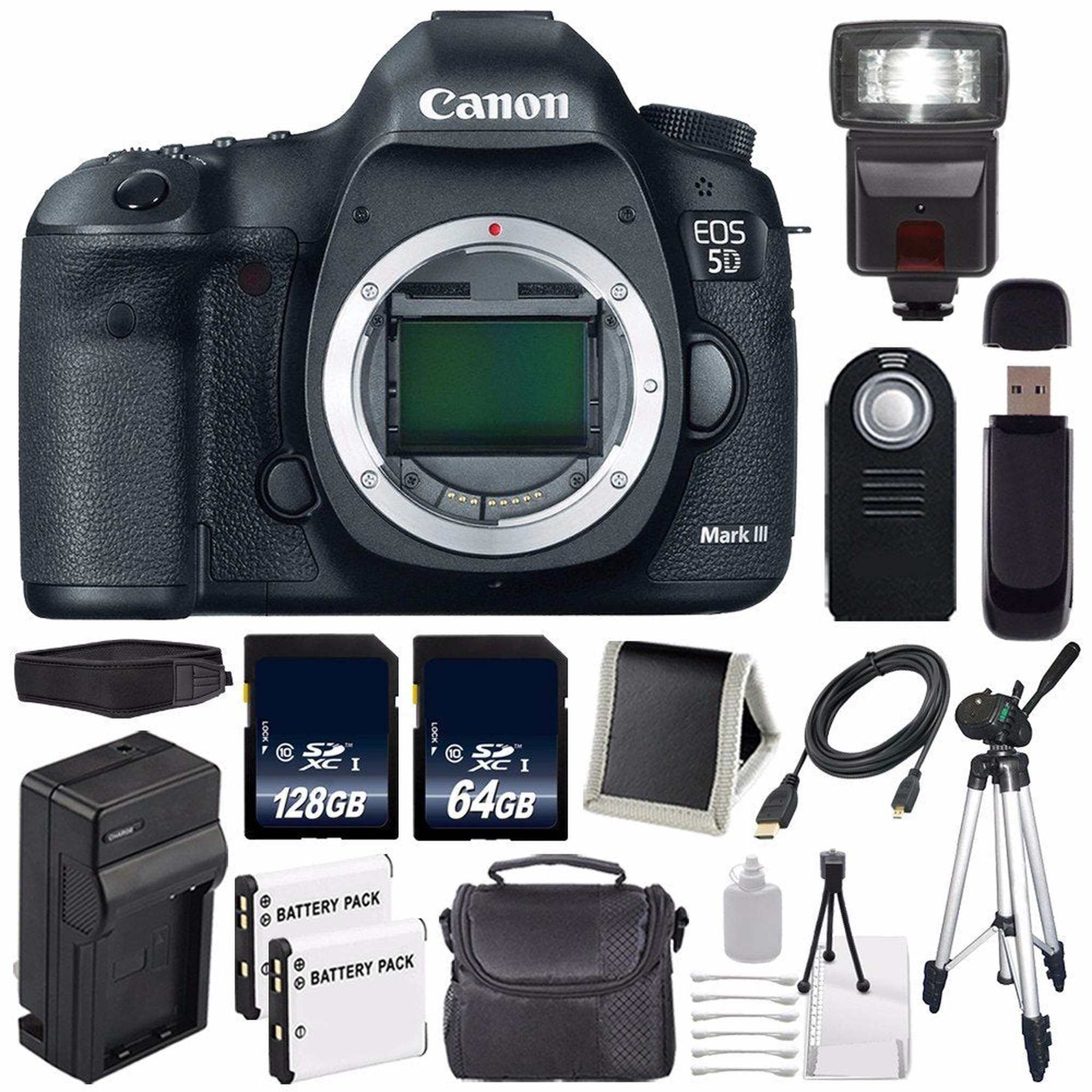 Canon EOD 5D III Digital Camera International Model + LP-E6 Battery + 128GB SDXC Class 10 Memory Card + 64GB SDXC Memory Canon