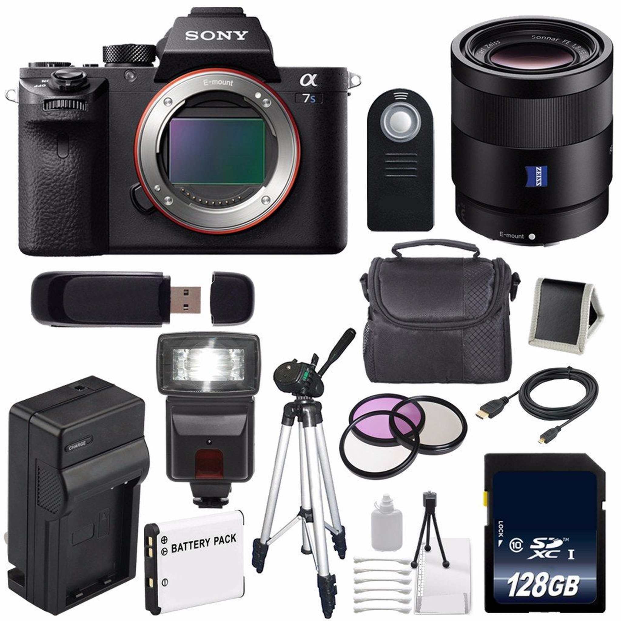 Sony Alpha a7S II a7S Mark II a7SII ILCE7SM2/B Mirrorless Digital Camera International Model + Sony Sonnar T FE 55mm Lens Advanced Bundle Sony