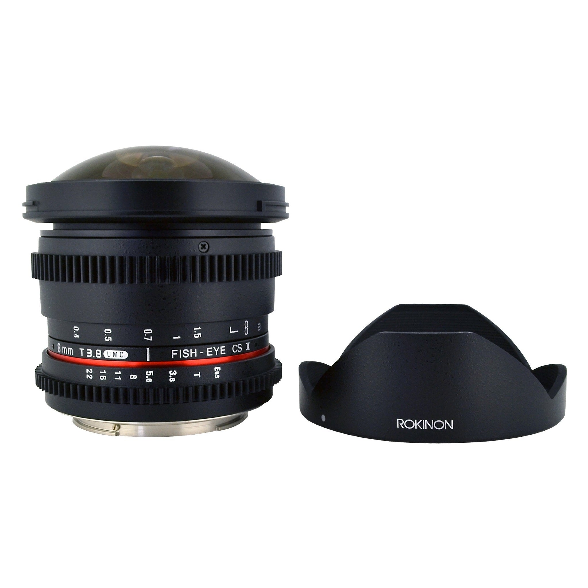 Rokinon RKHD8MV-N HD 8mm t/3.8 Fisheye Lens for Nikon with De-clicked Aperture and Removable HoodWide-Angle Lens Rokinon