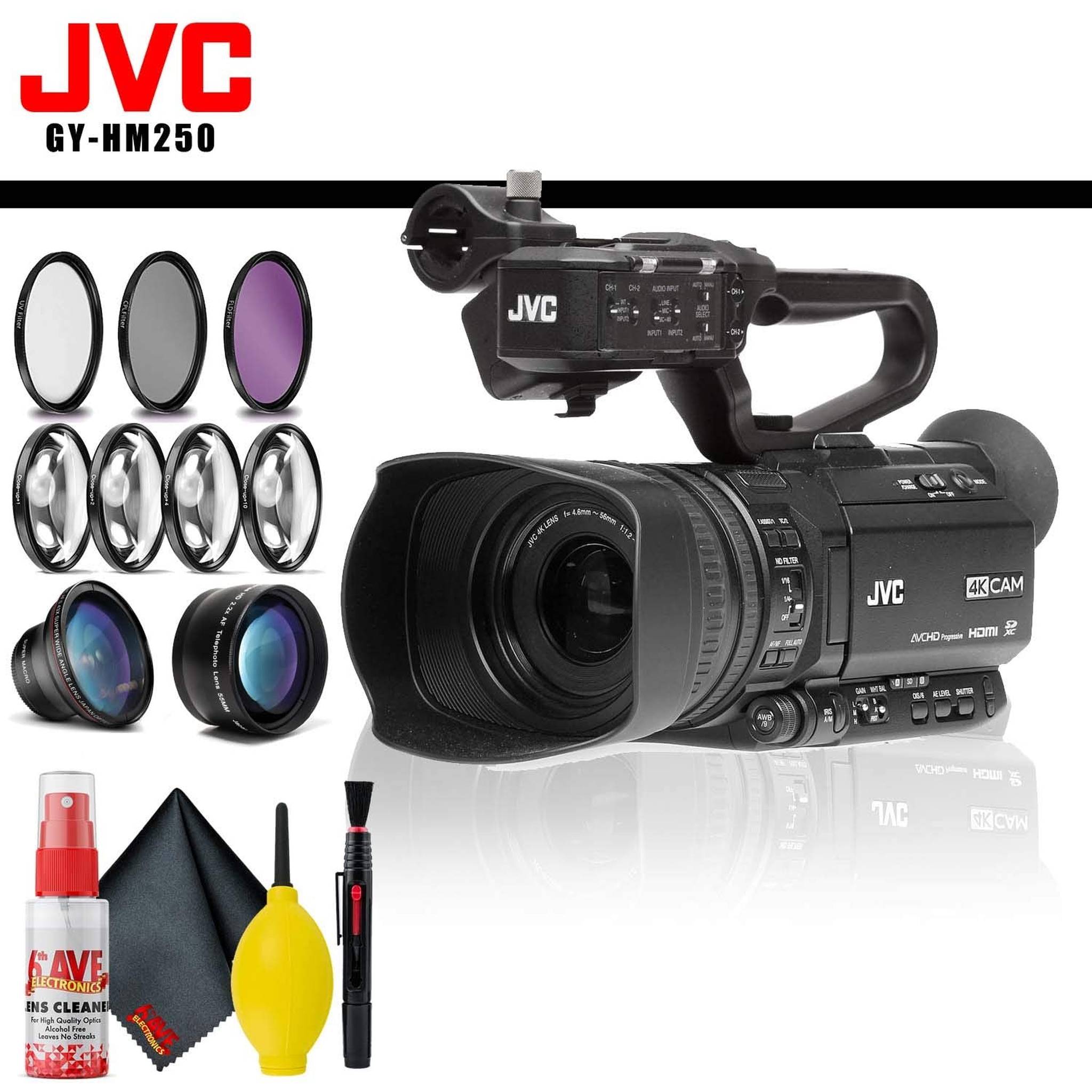 JVC UHD 4K Streaming Camcorder with Built-in Lower-Thirds Graphics + Filter Kit + Cleaning Kit JVC