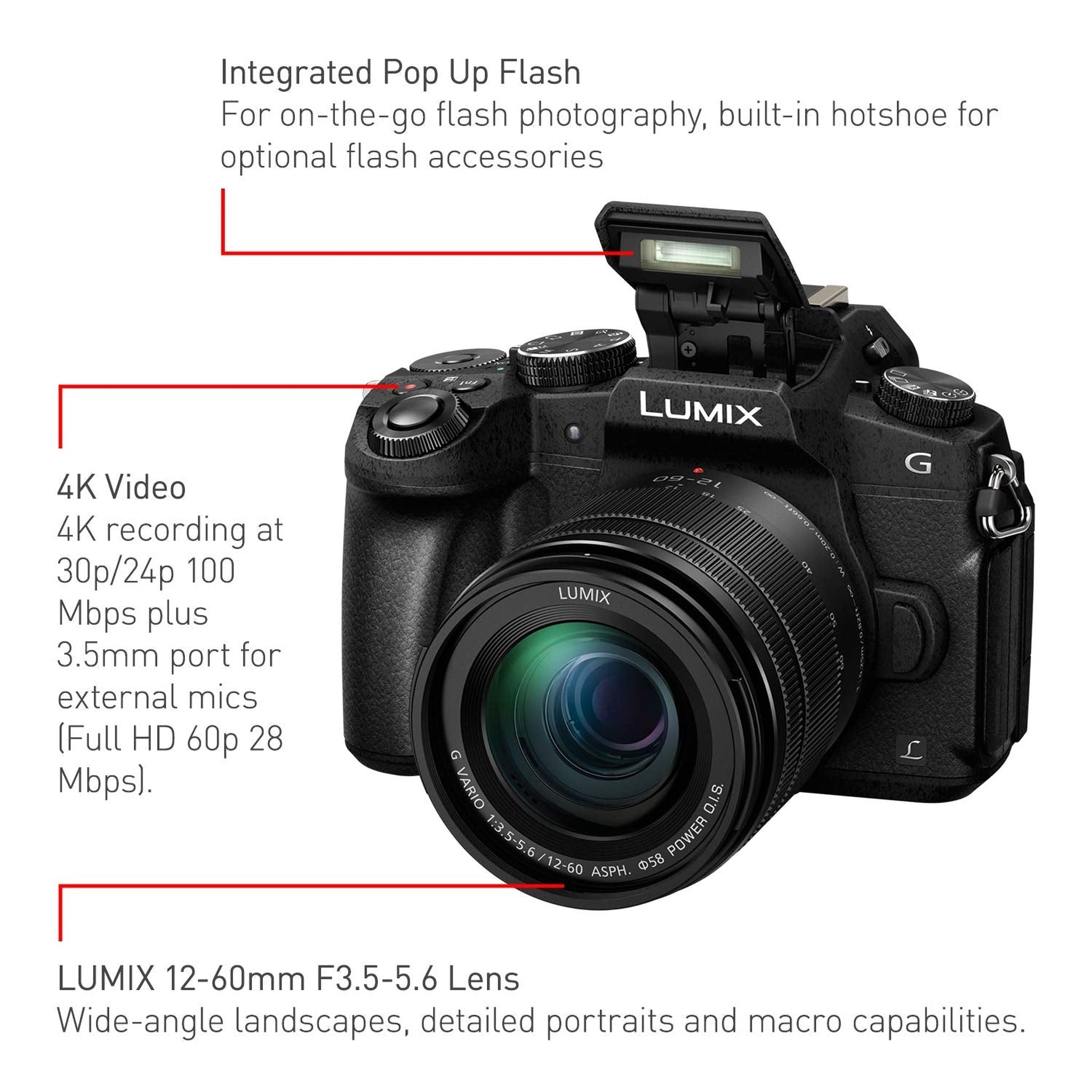 Panasonic Lumix DMC-G85 Mirrorless Micro 4/3 Digital Camera w/12-60mm Lens Panasonic