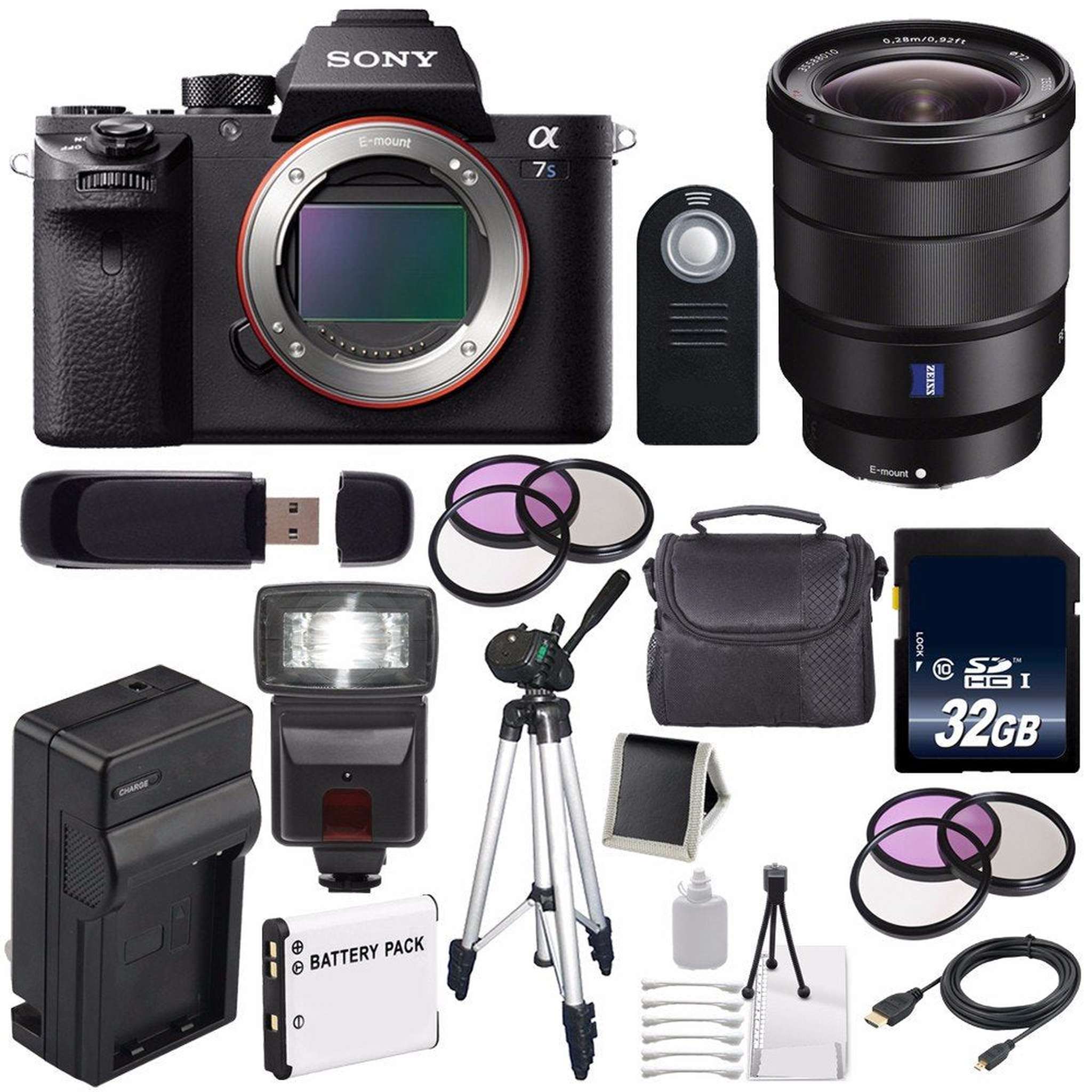 Sony Alpha a7S II a7S Mark II a7SII ILCE7SM2/B Mirrorless Digital Camera International Model + Vario-Tessar T FE 16-35 Lens Starter Bundle Sony