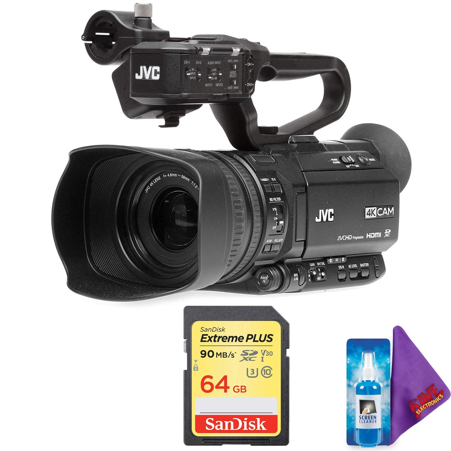 JVC GY-HM180 Ultra HD 4K Camcorder with HD-SDI + Pro Memory Card JVC