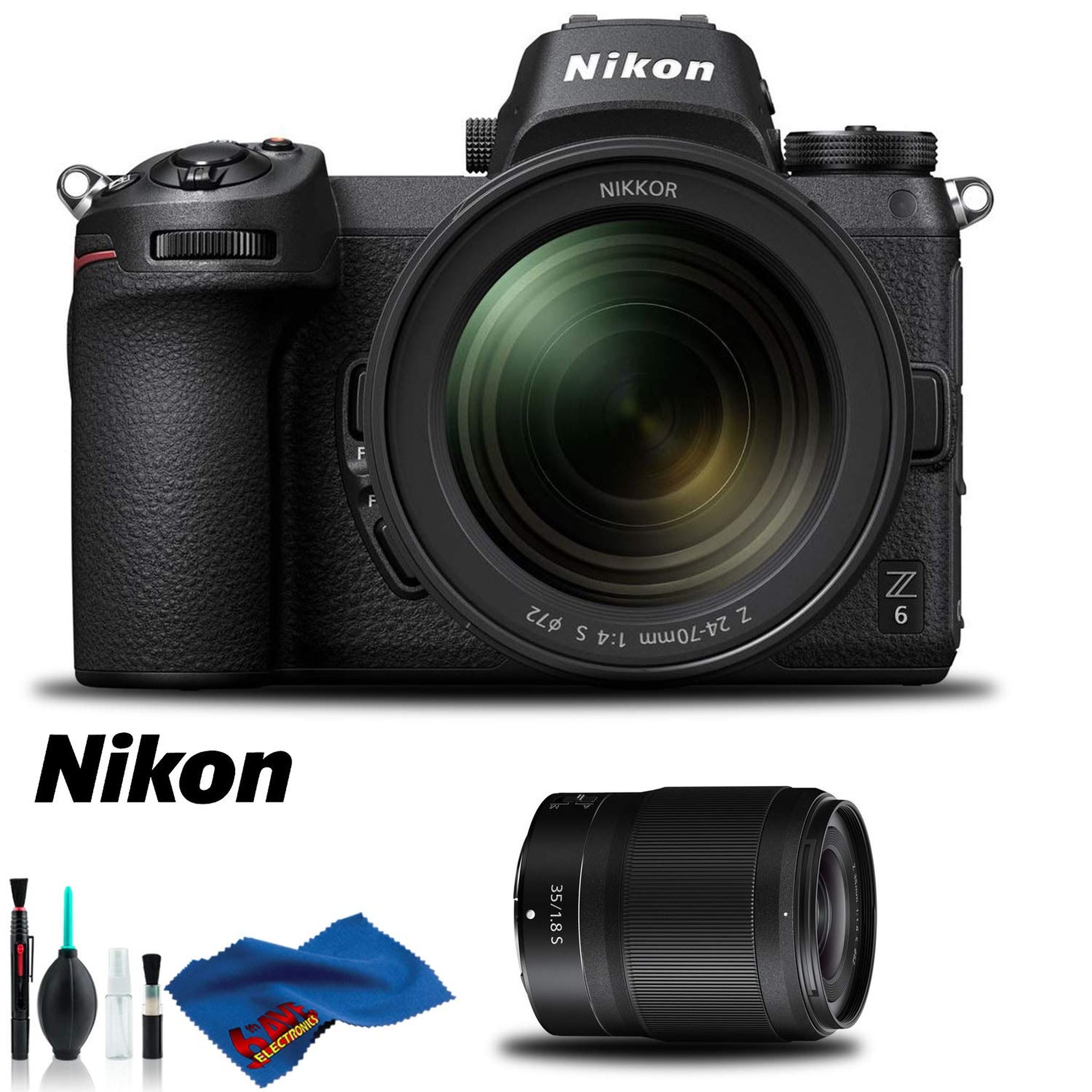 Nikon Z 6 Mirrorless Digital Camera with 24-70mm Lens and 35mm f/1.8 S Lens Kit International Model Nikon