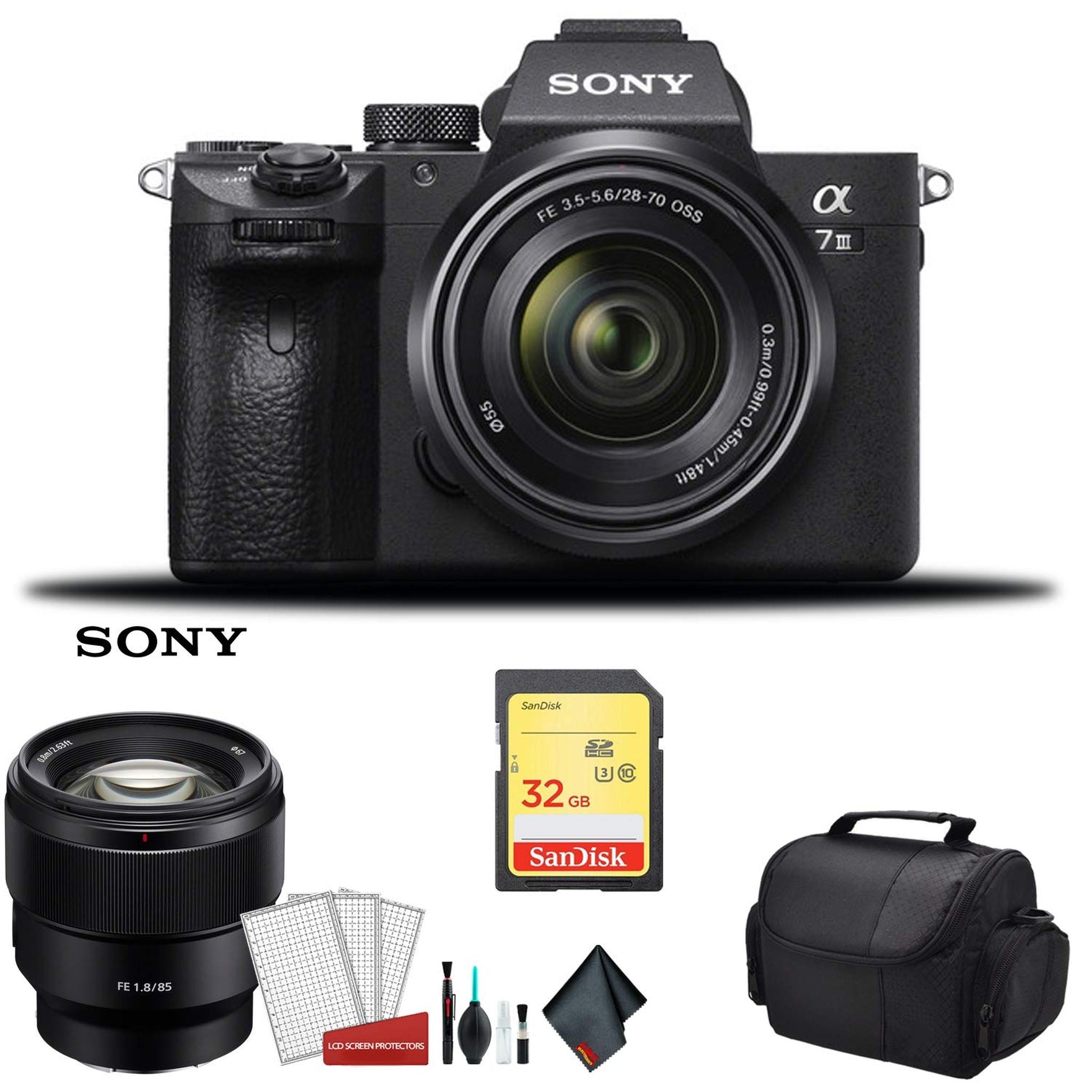 Sony Alpha a7 III Full Frame Mirrorless Digital Camera with 28-70mm Lens ILCE7M3K/B - Bundle Kit with Sony FE 85mm f/1.8 Sony