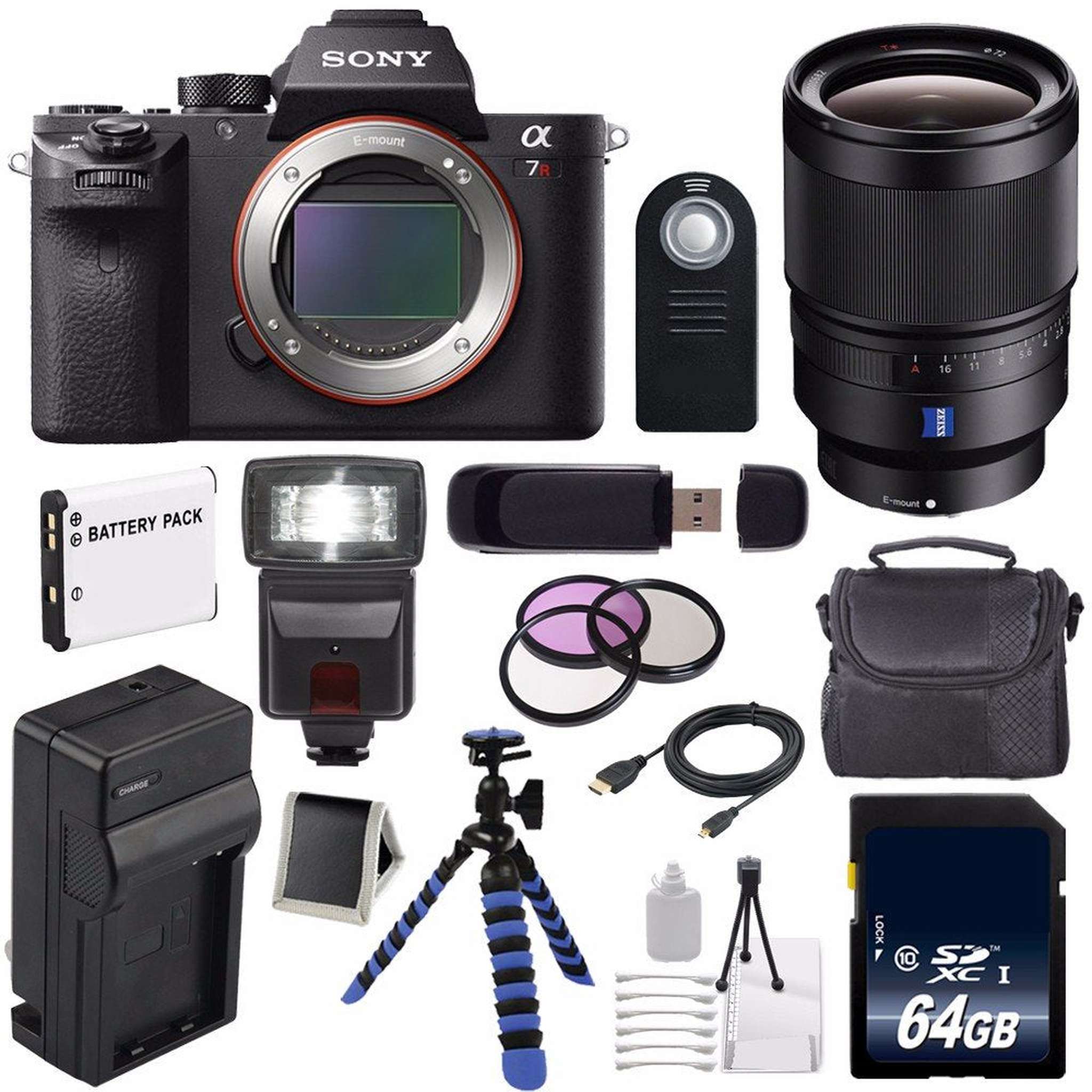 Sony Alpha a7R II Mirrorless Digital Camera International Model + Sony Distagon T FE 35mm f/1.4 ZA Lens + 72mm 3 Piece Amazing Bundle Sony