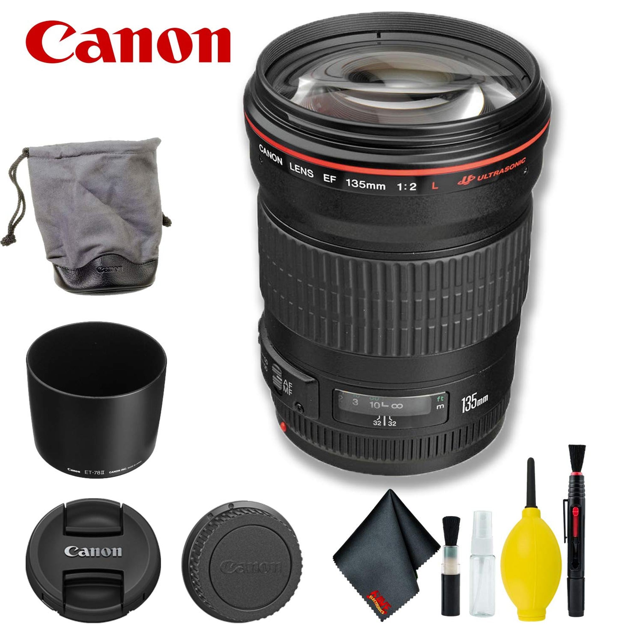 Canon EF 135mm f/2L USM Lens International Model Basic Bundle Canon