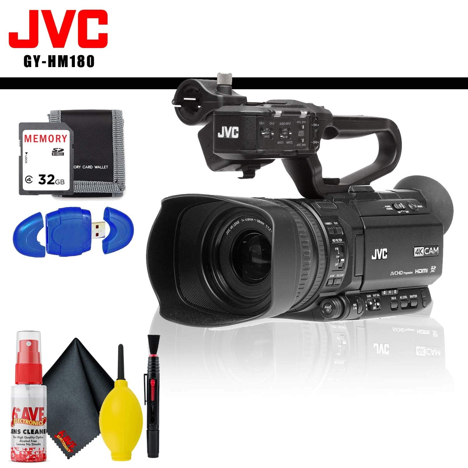 JVC Ultra HD 4K Camcorder with HD-SDI + Memory Card Kit + Cleaning Kit JVC