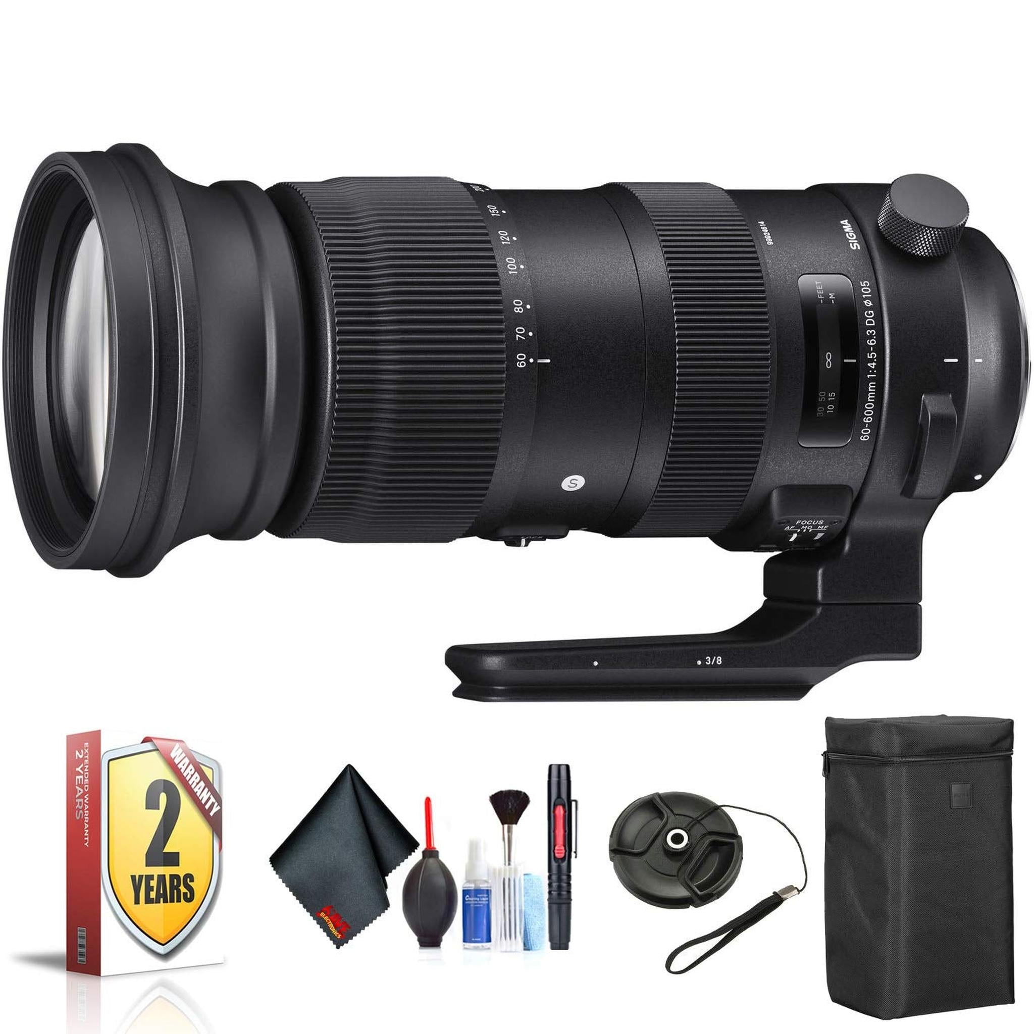 Sigma 60-600mm f/4.5-6.3 DG OS HSM Sports Lens for Canon EF for Canon EF Mount + Accessories International Model with 2 Sigma