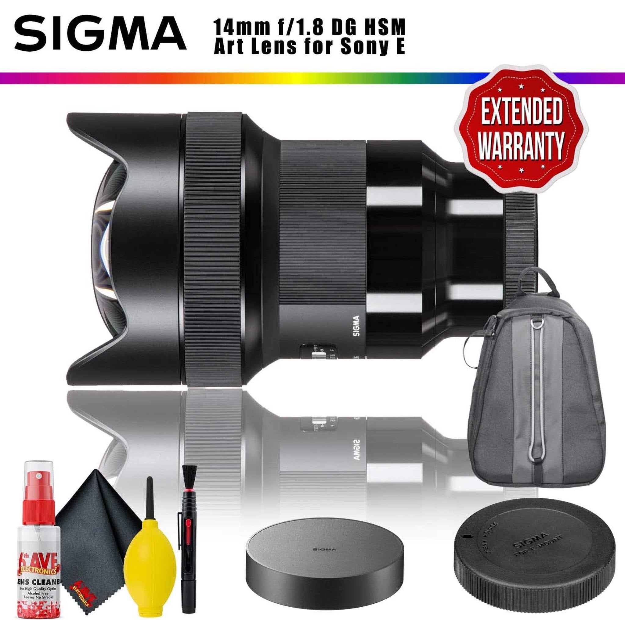 Sigma 14mm f/1.8 DG HSM Art Lens for Sony E + Backpack + Cleaning Kit + Extended Warranty Sigma