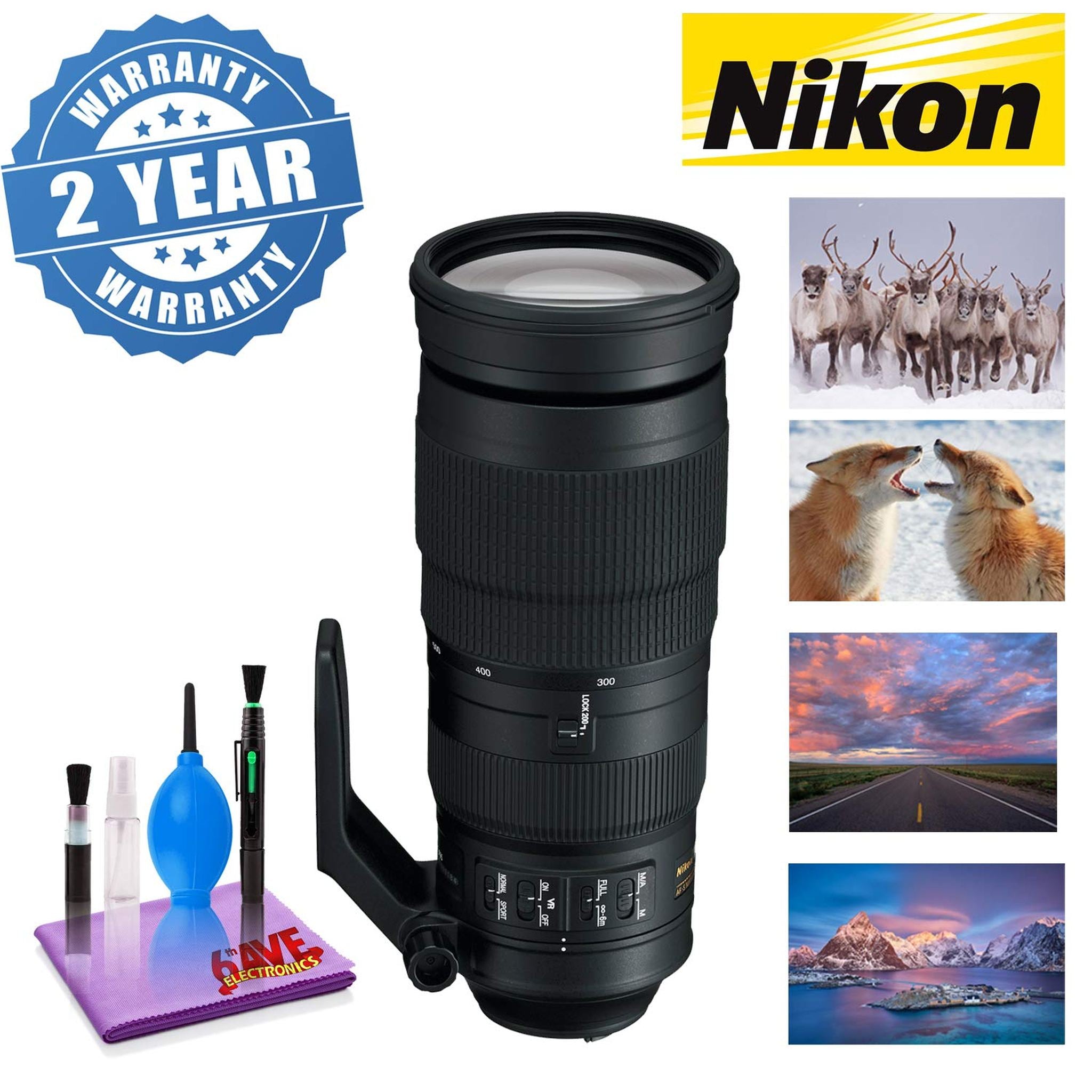 Nikon AF-S NIKKOR 200-500mm f/5.6E ED VR Lens with 2 Year Warranty Nikon