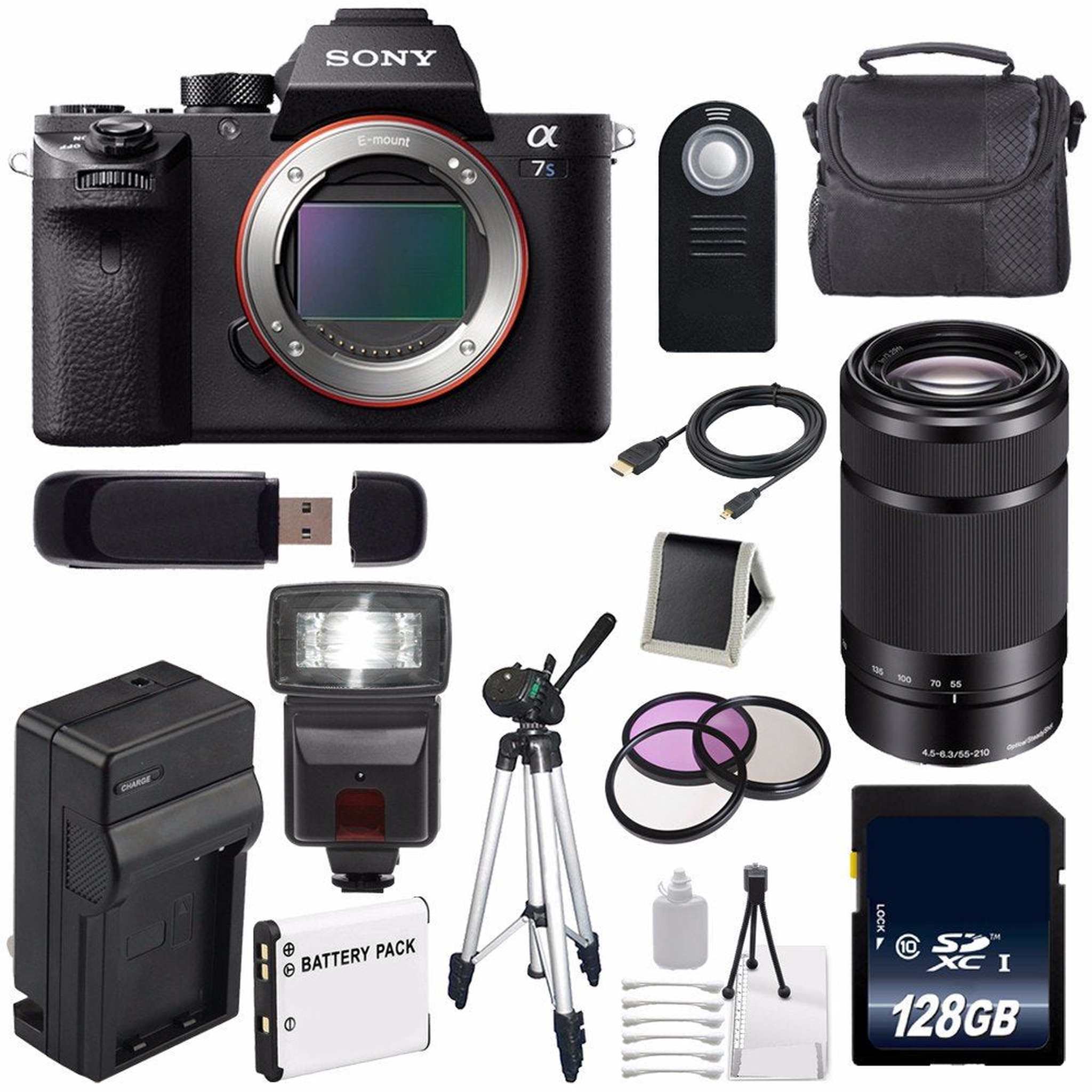 Sony Alpha a7S II a7S Mark II a7SII ILCE7SM2/B Mirrorless Digital Camera International Model + Sony E 55-210mm f/4.5-6 Lens Awesome Bundle Sony