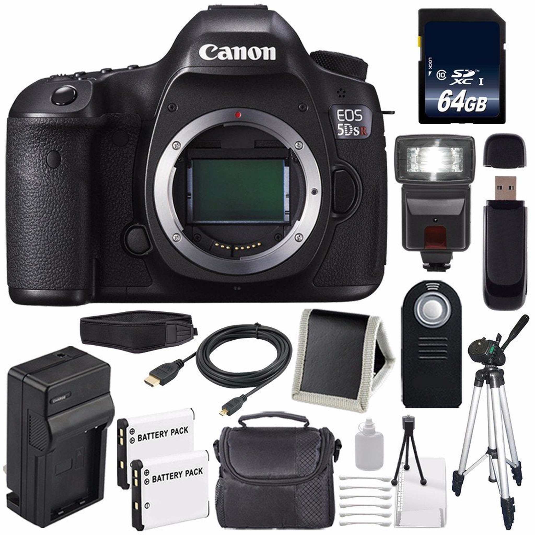 Canon EOS 5DS R DSLR Camera International Model 0582C002 + LP-E6 Battery + 64GB Memory Card Base Bundle Canon