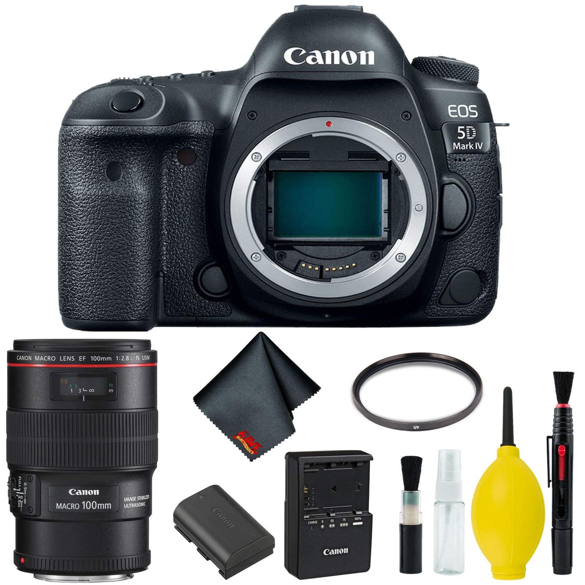 Canon EOS 5D Mark IV DSLR Camera Body Only Basic Kit International Model w/Canon EF 100mm f/2.8L Macro is USM Lens Canon