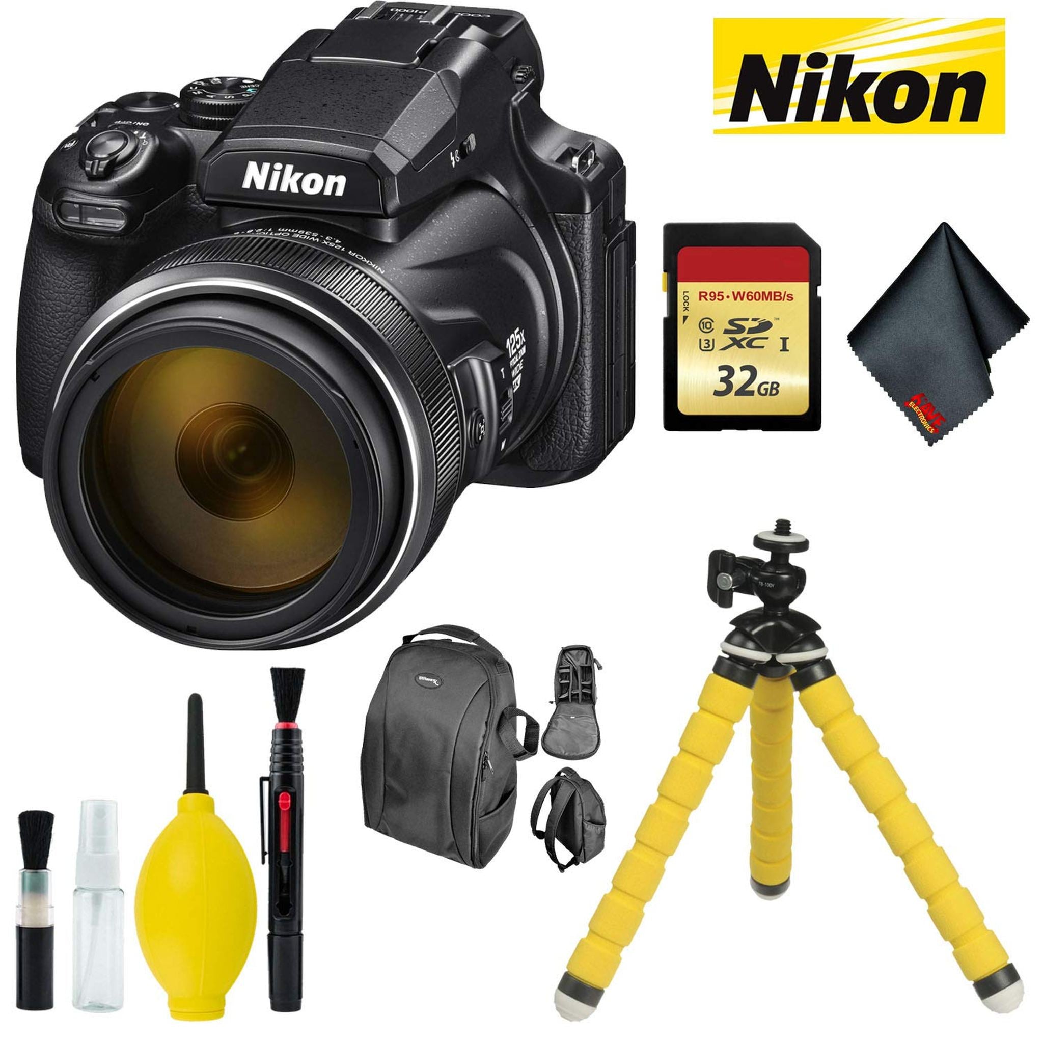 Nikon COOLPIX P1000 Digital Camera with 32GB Memory Card, Pro Sling Backpack, Flexible Tripod, and Cleaning Kit Nikon