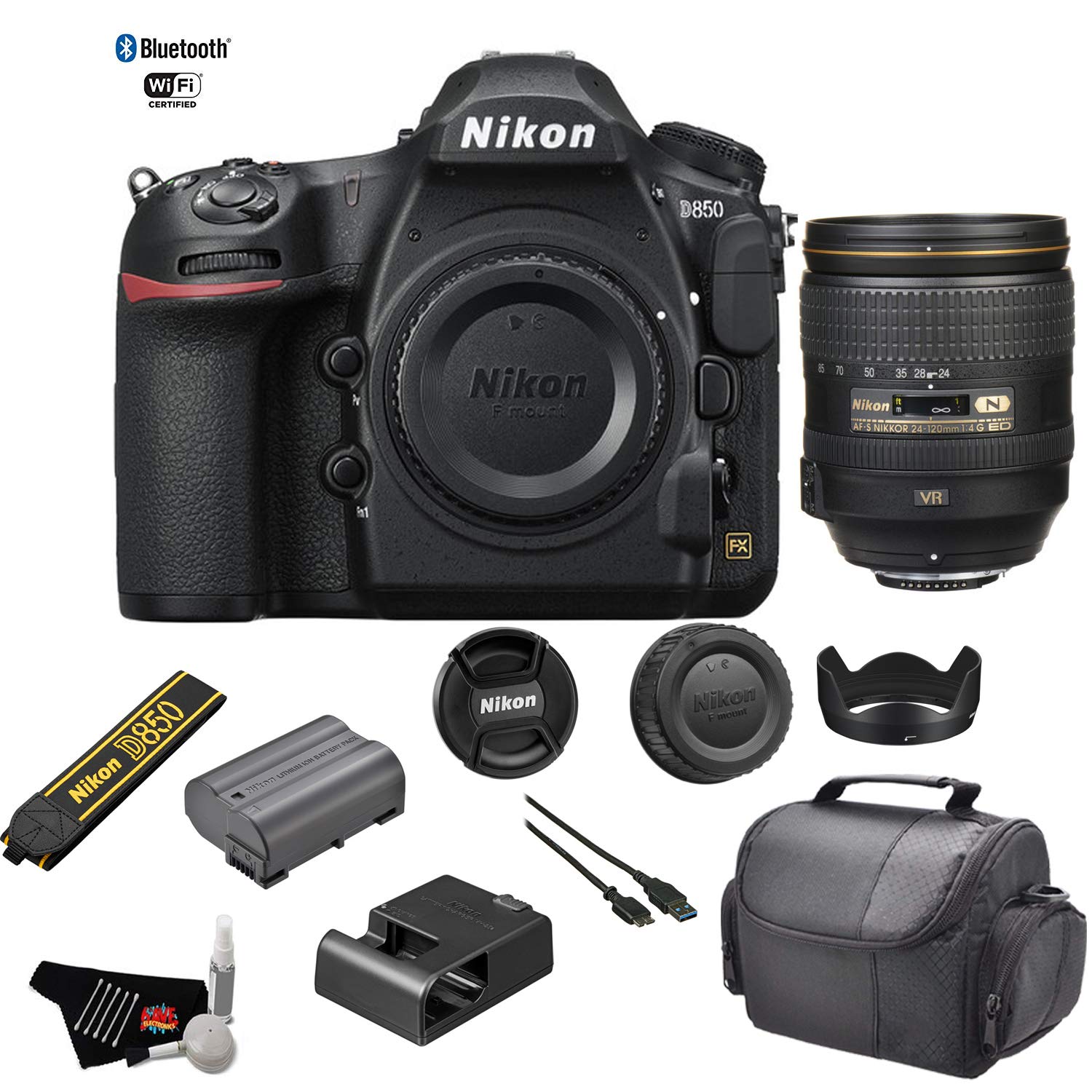 Nikon D850 DSLR Camera Body 1585 - Kit with Nikon AF-S NIKKOR 24-120mm f/4G ED VR Lens + More - International Model Nikon