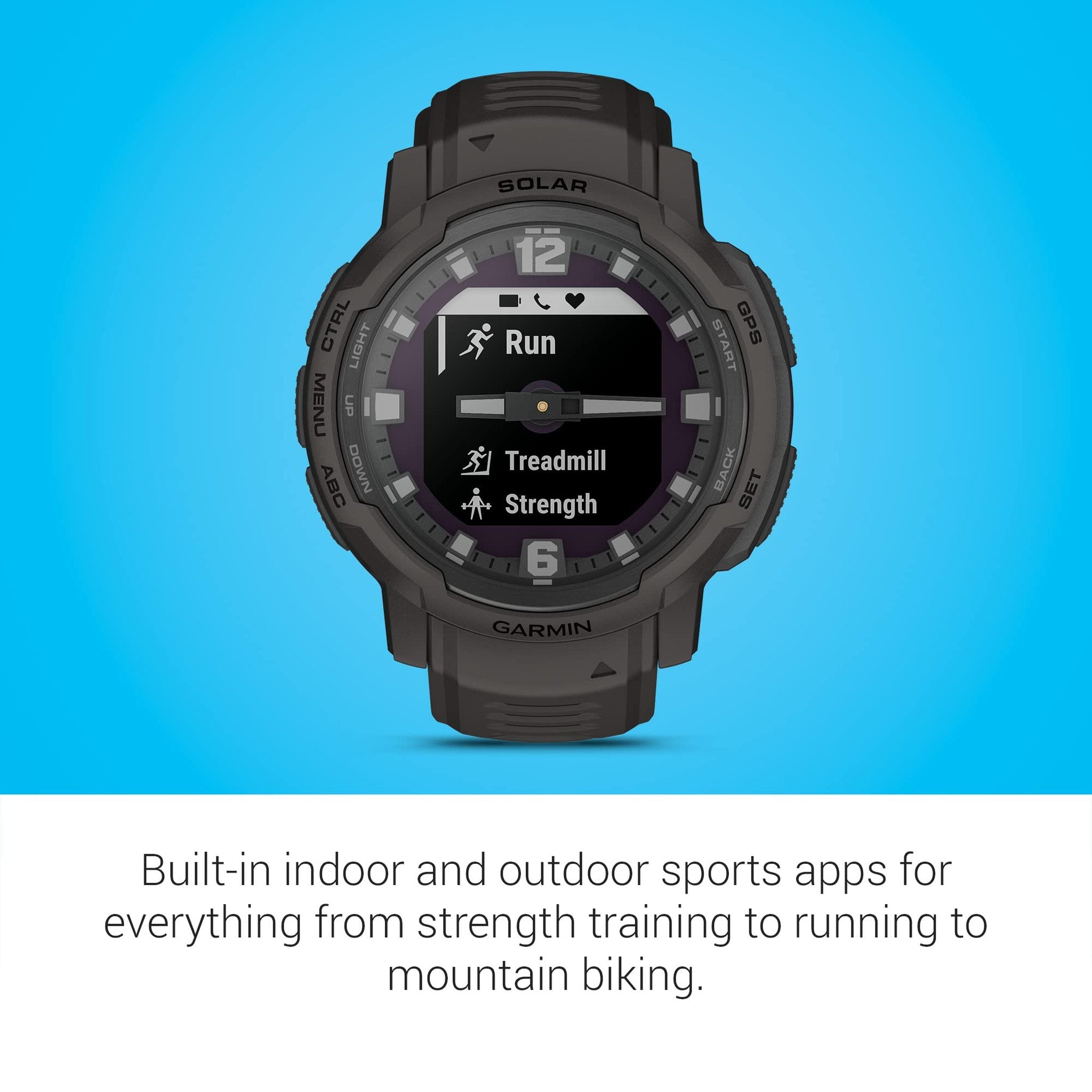 Garmin Instinct Crossover Solar, Rugged Hybrid Smartwatch with Solar, Analog Hands and Digital Display, Graphite Garmin