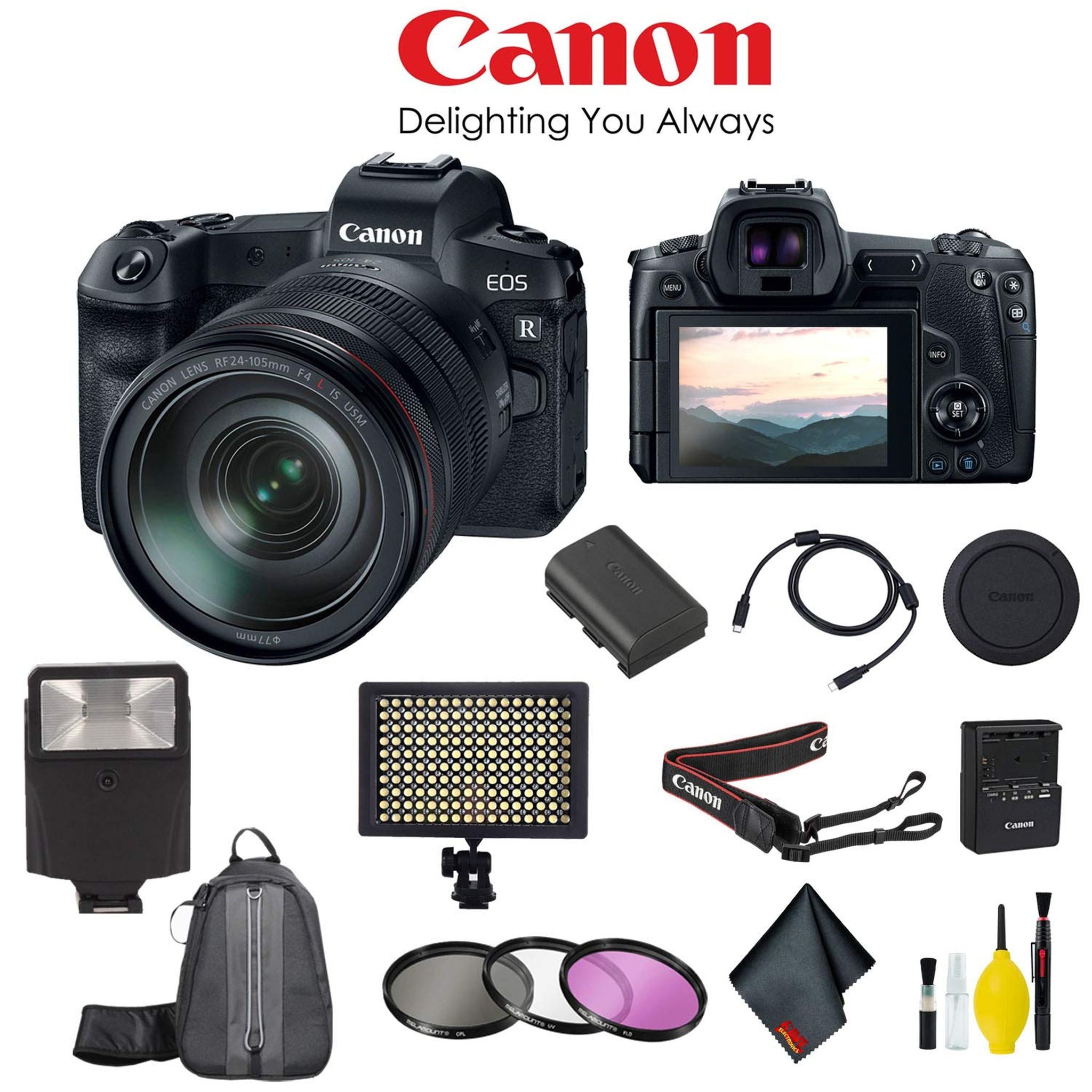 Canon EOS R Mirrorless Digital Camera with RF 24-105 F4 L is USM Lens and Mount Adapter EF-EOS R Kit, International - Da Canon