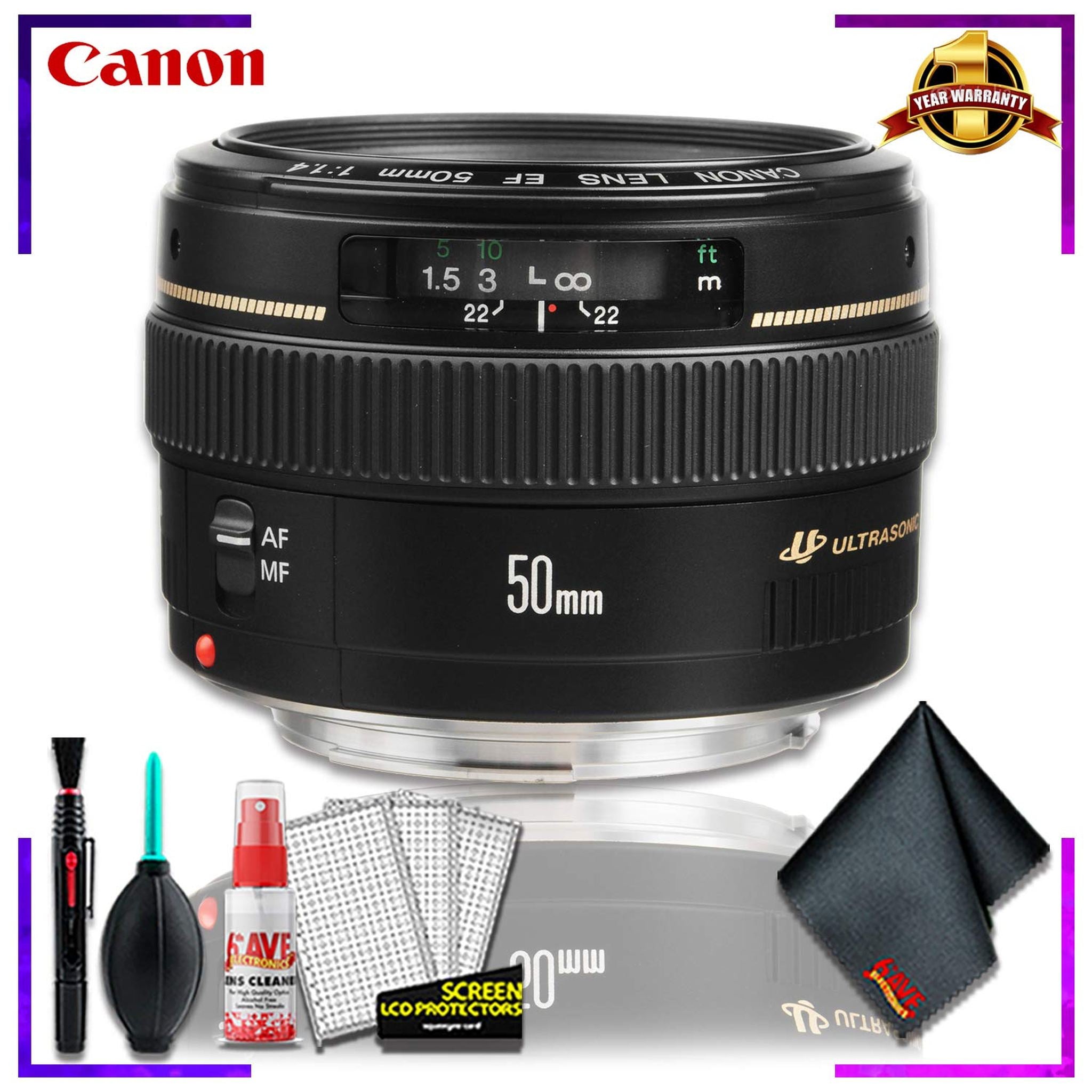 Canon EF 50 1.4 USM 58MM Lens International Model + Cleaning Kit Canon