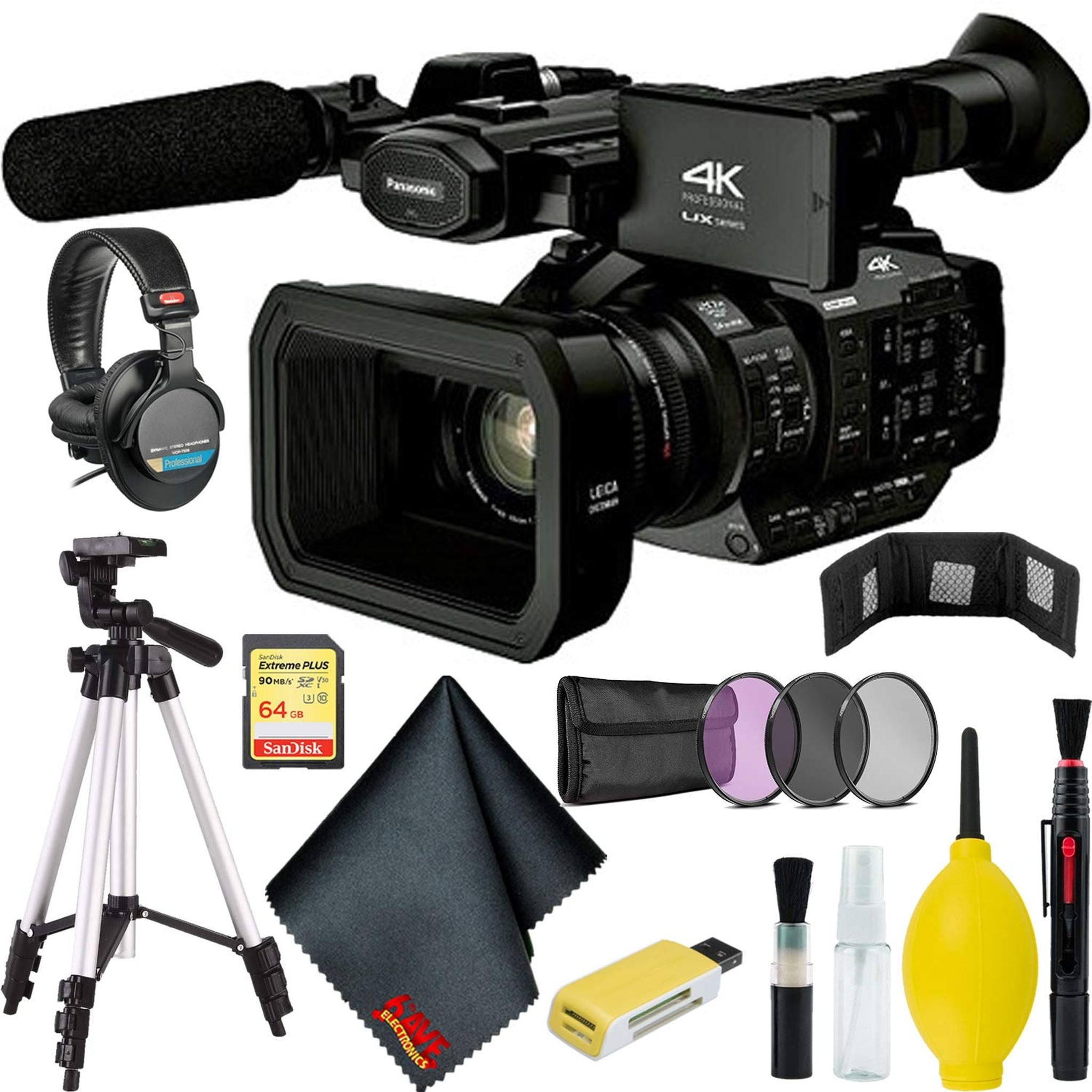 Panasonic AG-UX180 4K Premium Professional Camcorder Bundle w/Professional Headphone Panasonic