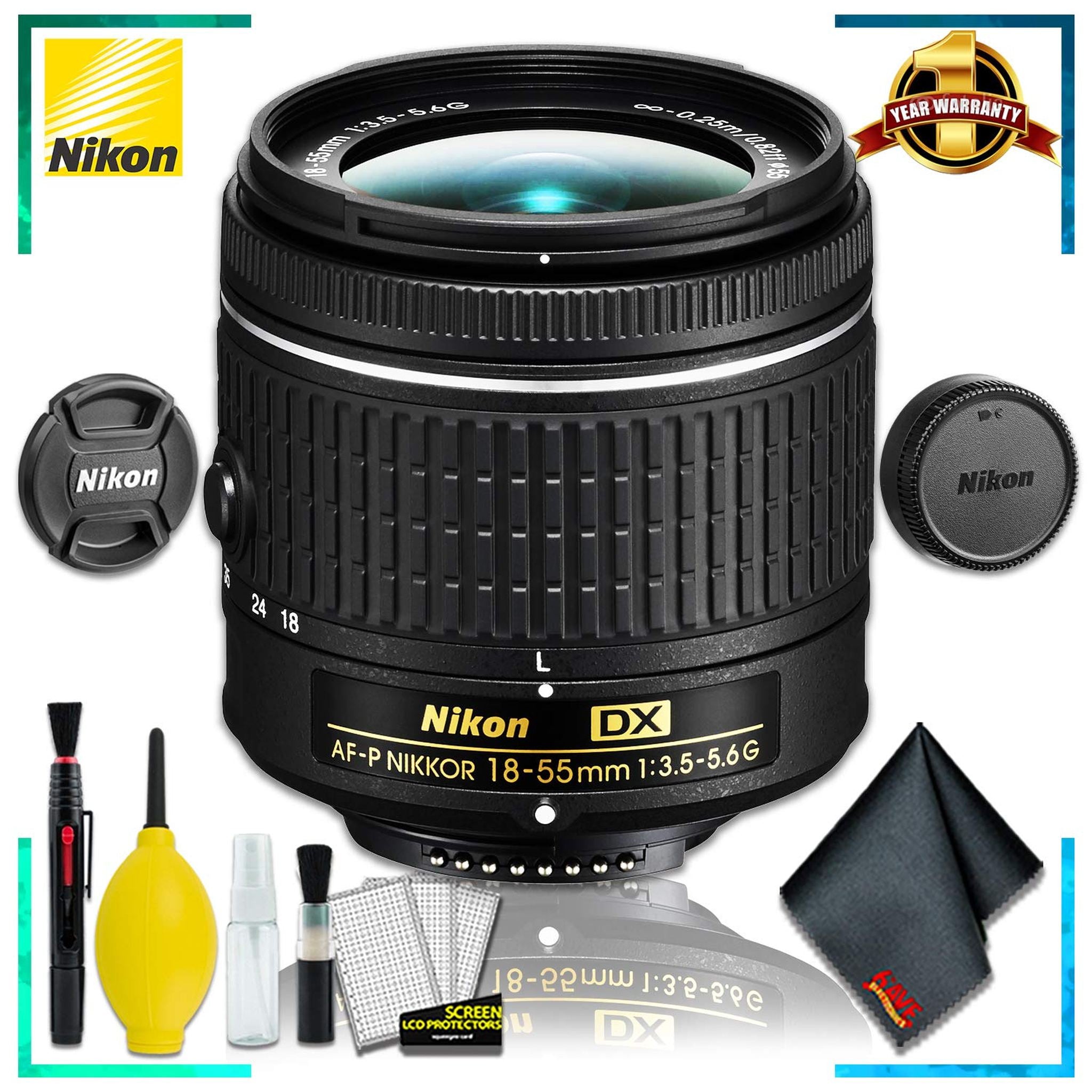 Nikon 18-55 f/3.5-5.6G AF-P DX Lens Intl Model + Cleaning Kit Nikon