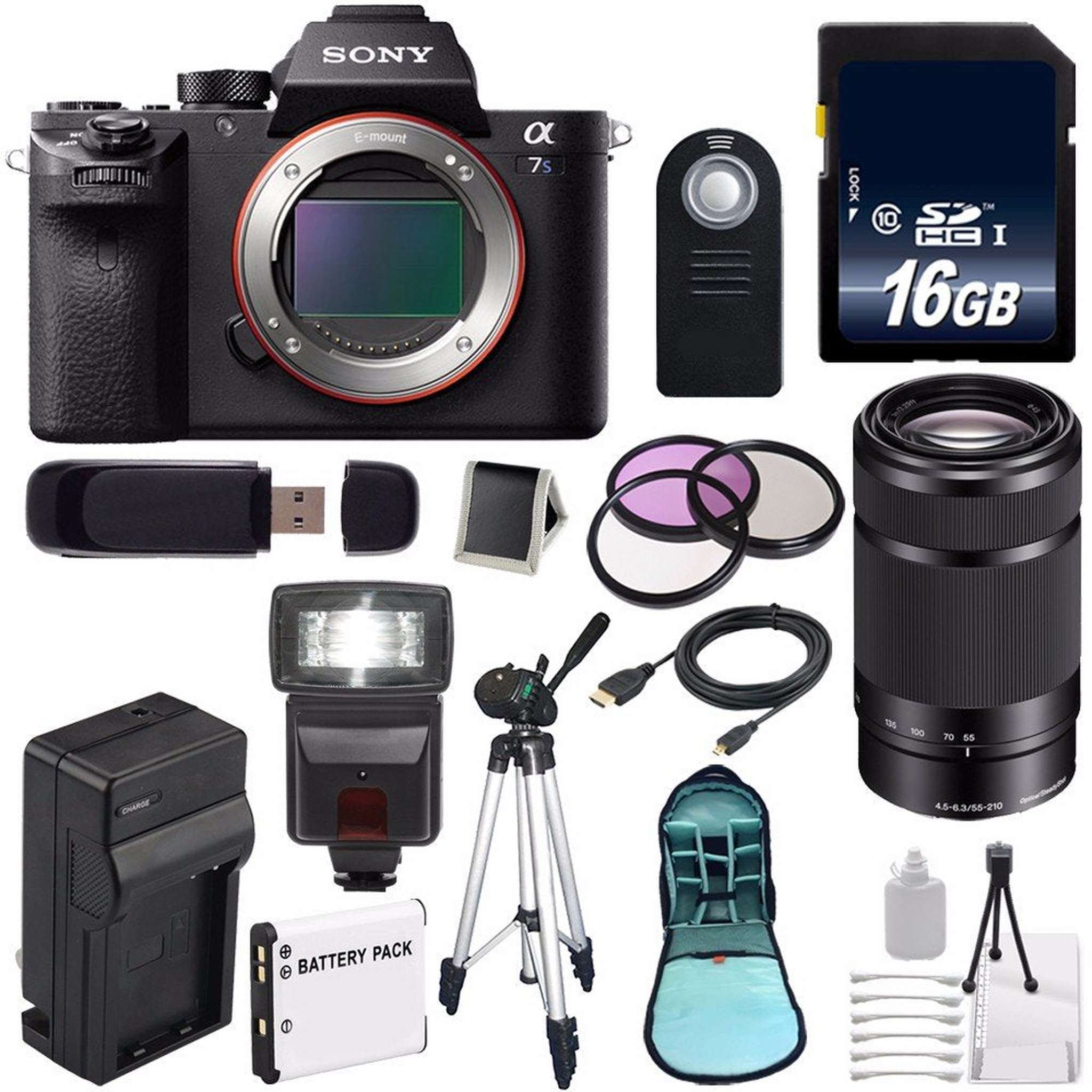 Sony Alpha a7S II a7S Mark II a7SII ILCE7SM2/B Mirrorless Digital Camera International Model + Sony E 55-210mm f/4.5-6 Lens Travel Bundle Sony