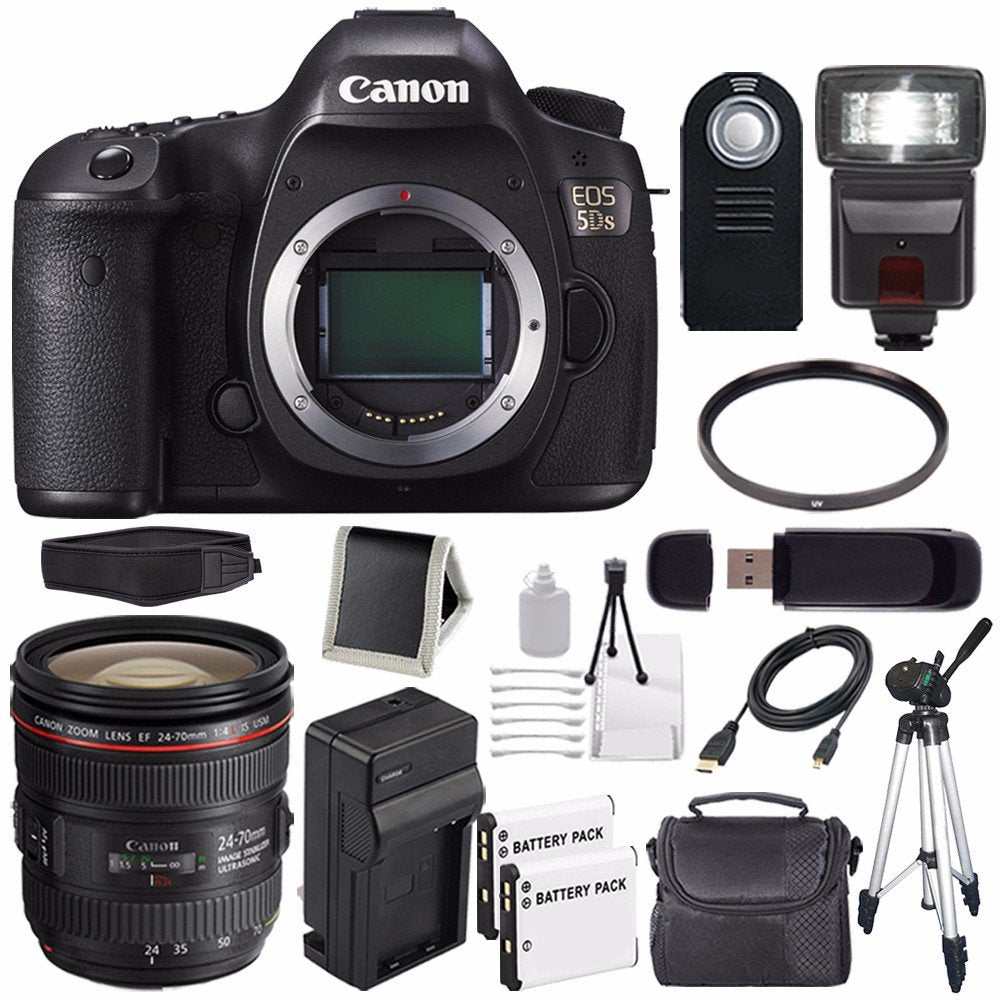 Canon EOS 5DS DSLR Camera International Model 0581C002 + Canon EF 24-70mm f/4L is USM Lens + LP-E6 Battery Bundle Canon