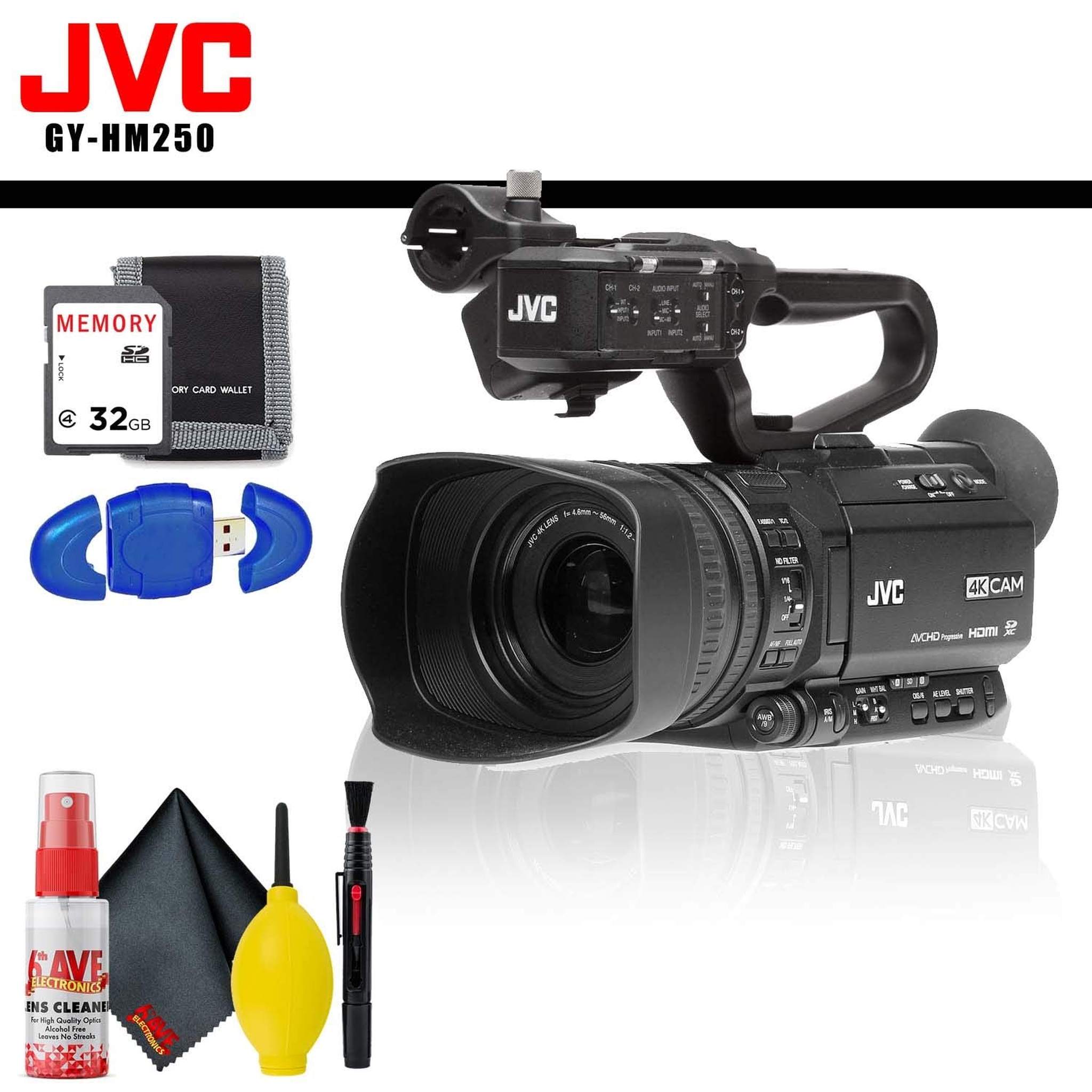 JVC UHD 4K Streaming Camcorder with Built-in Lower-Thirds Graphics + Memory Card Kit + Cleaning Kit JVC