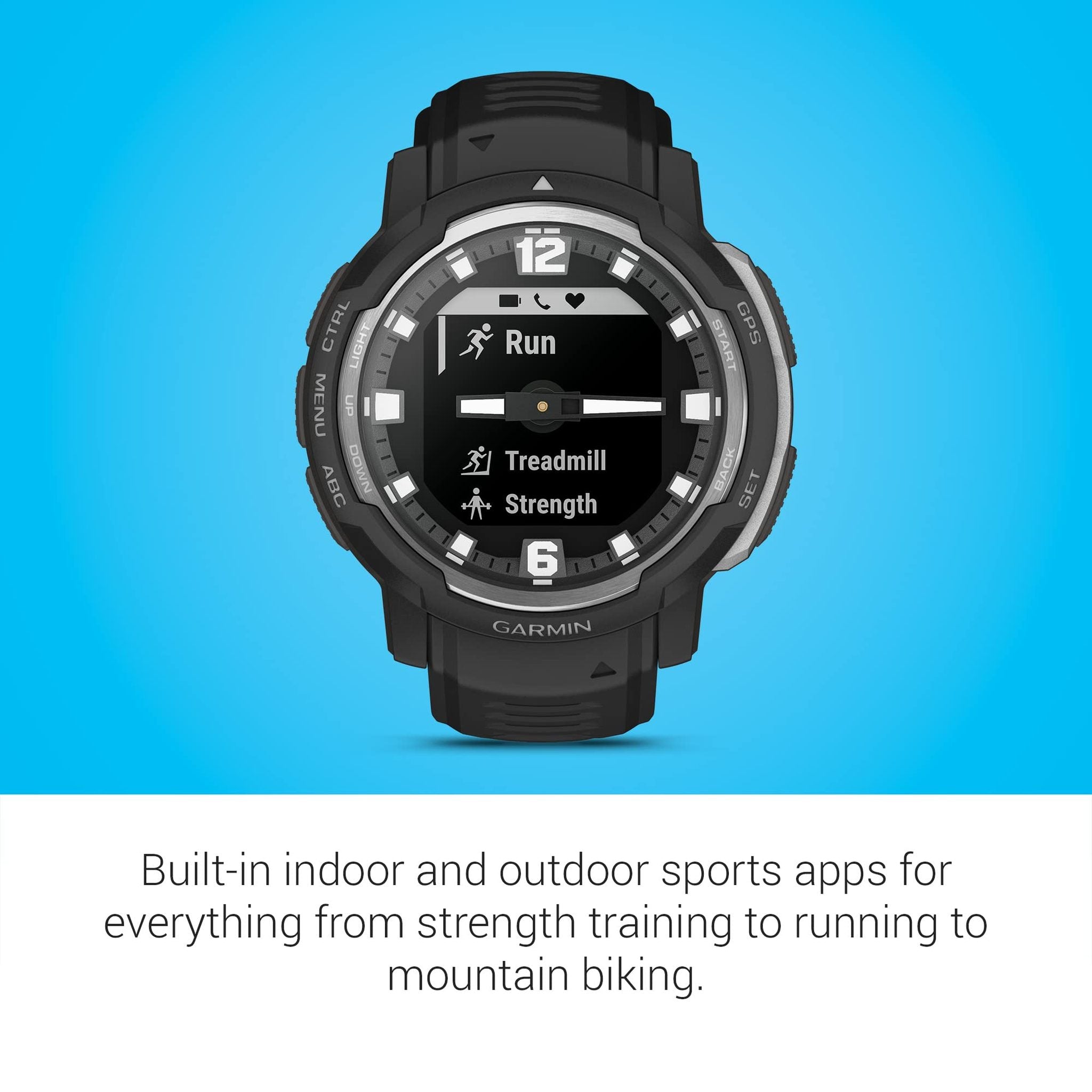 Garmin Instinct Crossover, Rugged Hybrid Smartwatch, Analog Hands and Digital Display, Black Garmin