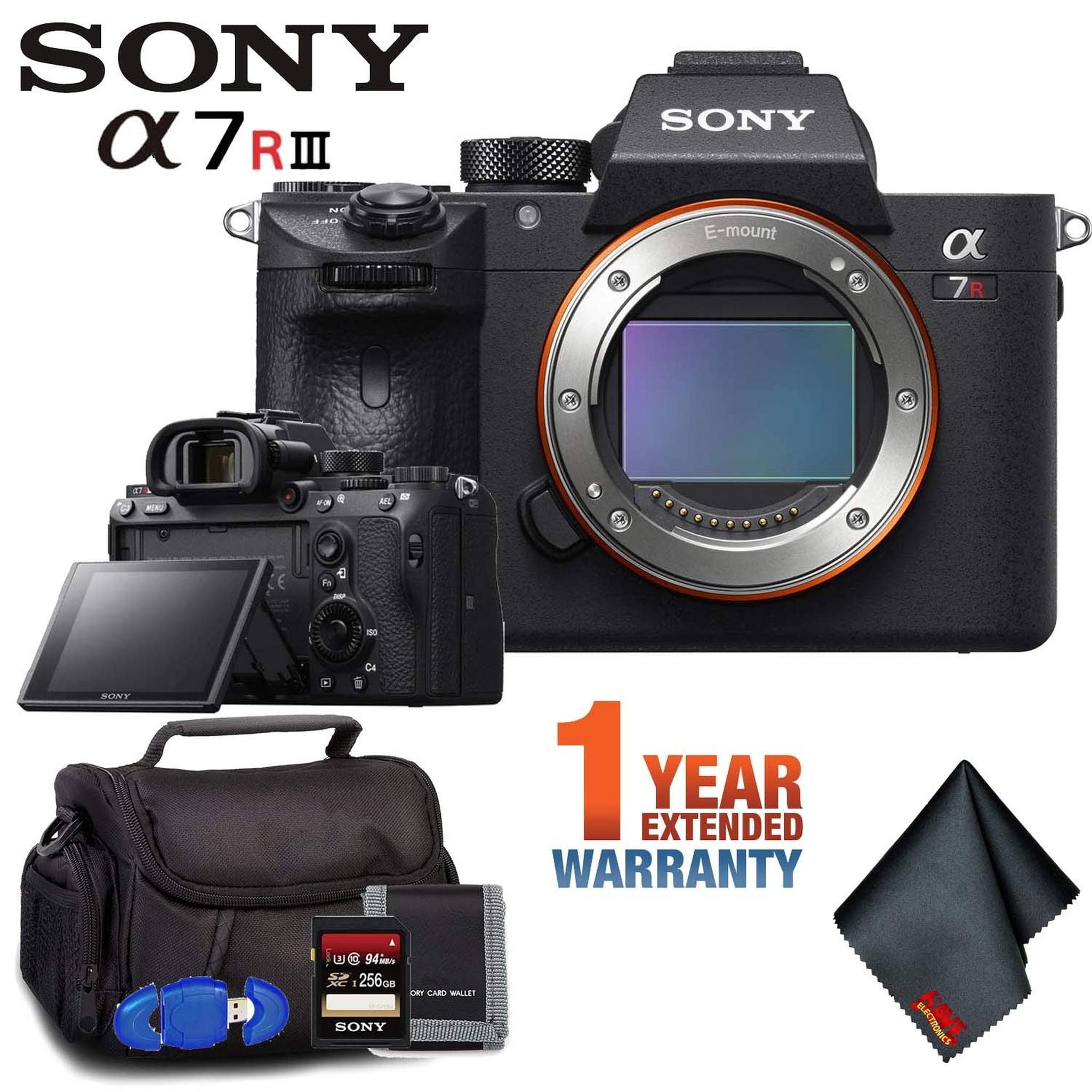 Sony Alpha a7R III Mirrorless Digital Camera Body Only Base Accessory Kit + Extended Warranty Bundle Sony