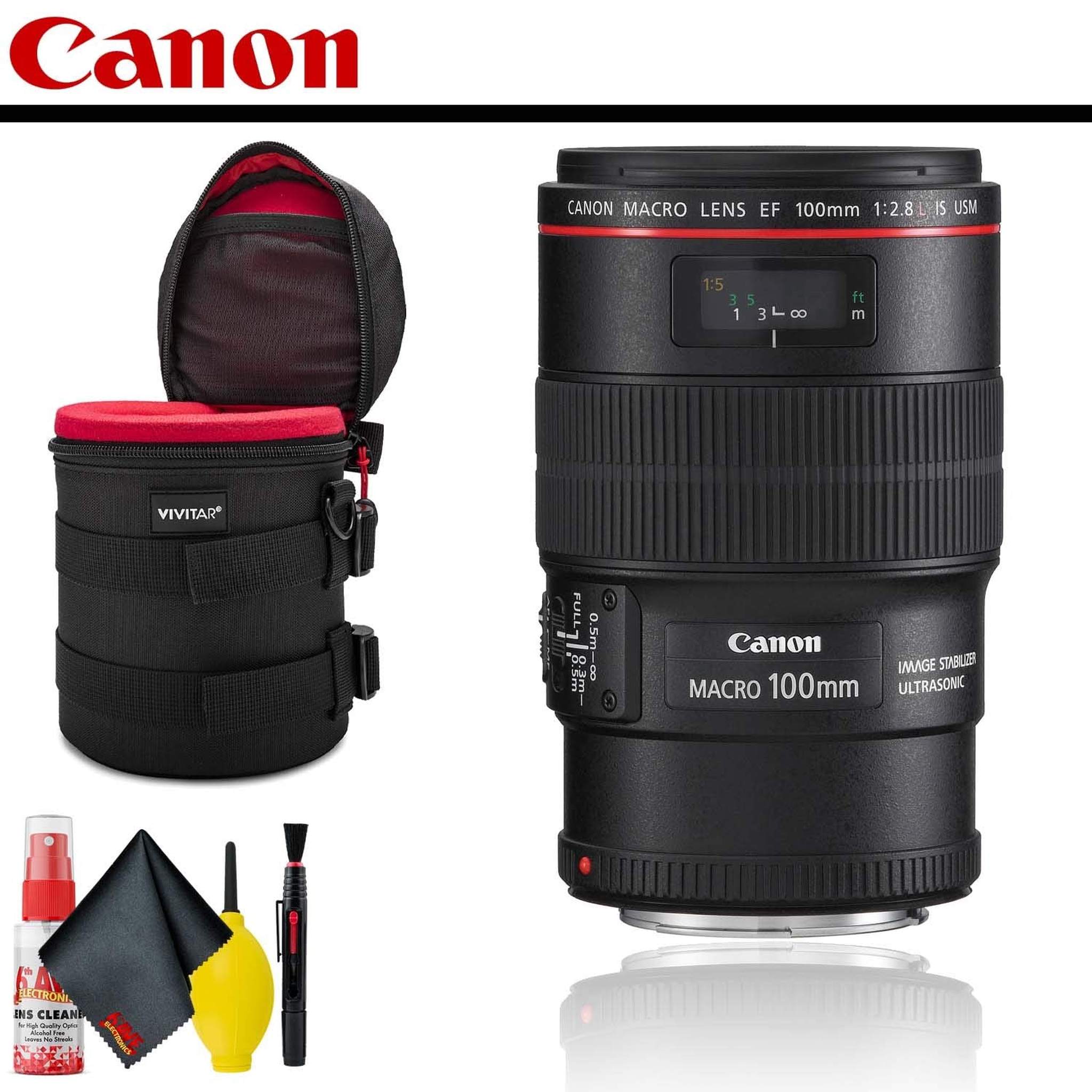 Canon EF 100mm f/2.8L Macro IS USM Lens With Lens Case AND Cleaning Kit Canon