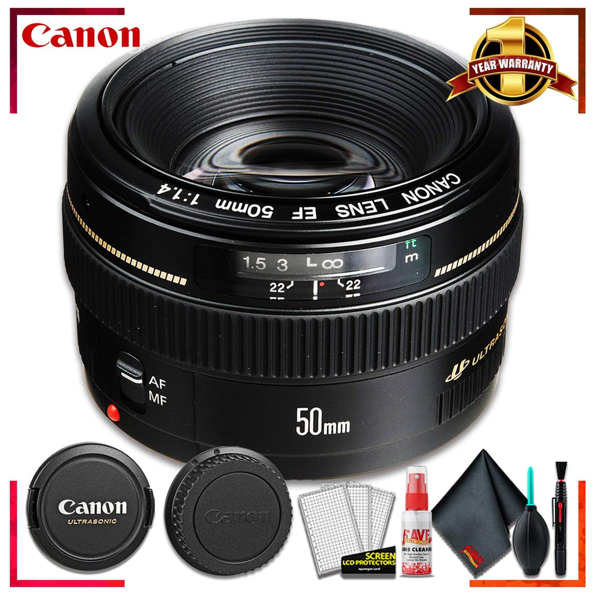 Canon EF 50mm f/1.4 USM Camera Lens + Cleaning Kit Canon