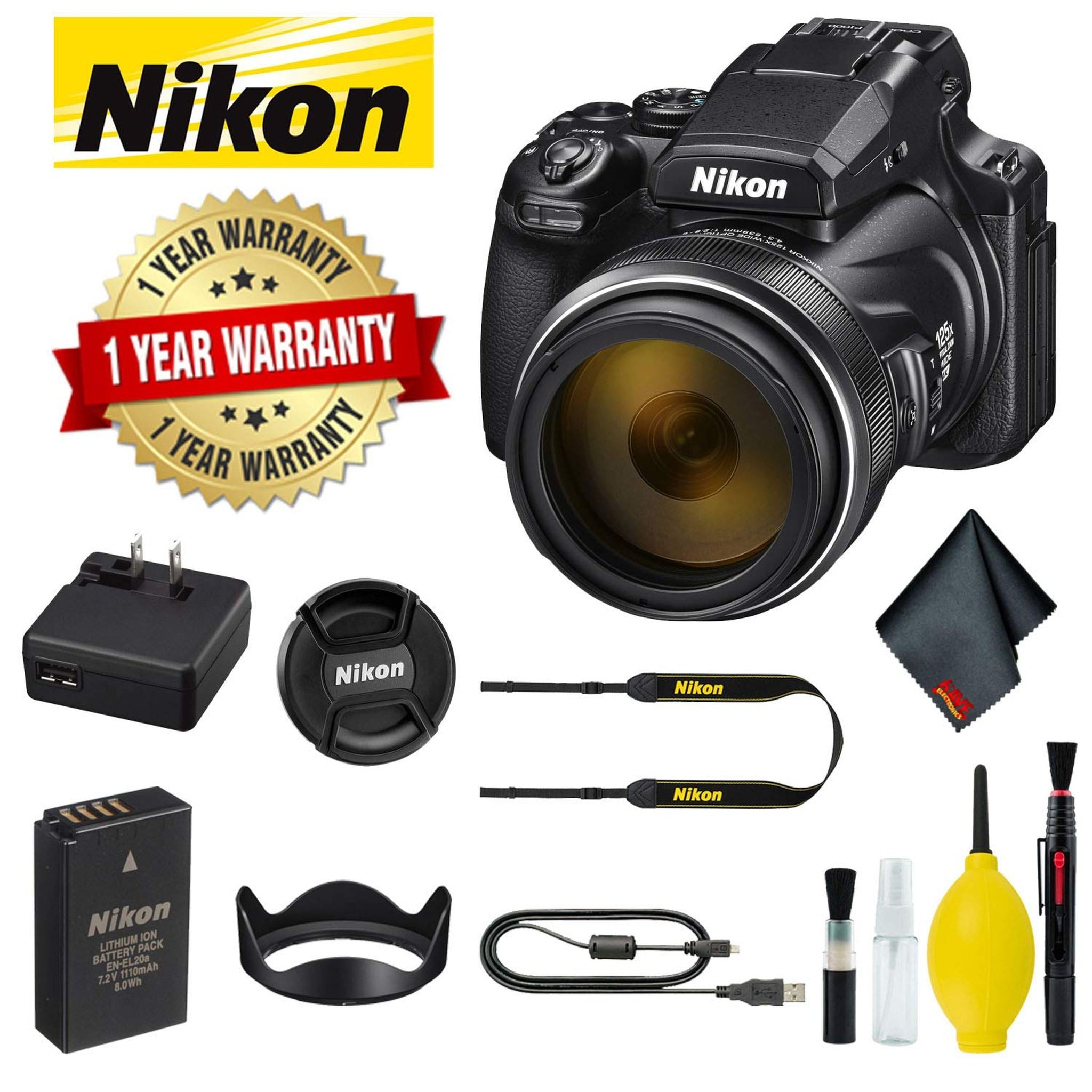 Nikon COOLPIX P1000 Digital Camera with 1 Year Extended Warranty and Cleaning Kit Nikon