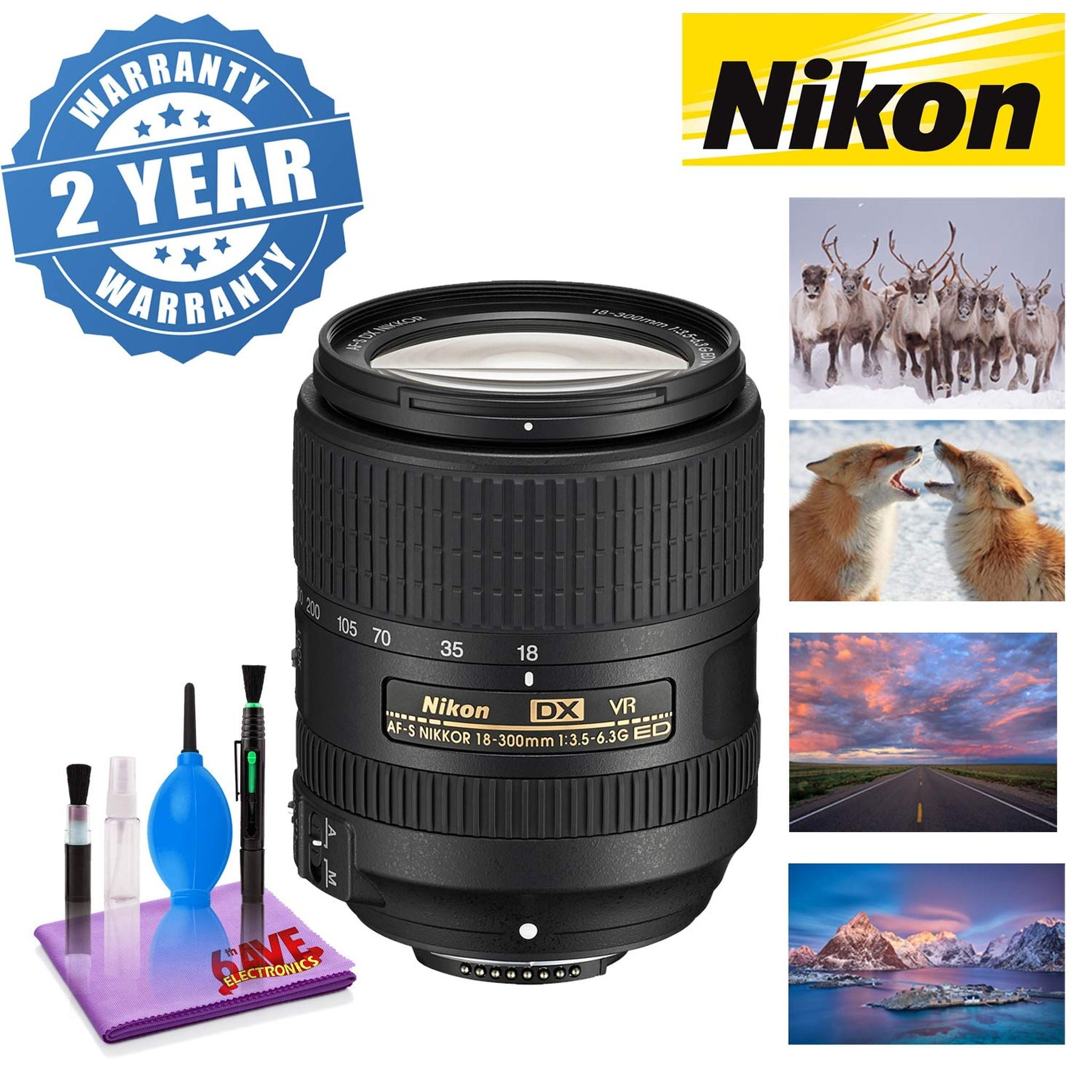 NIKON 18-300MM F/3.5-6.3G ED AF-S DX VR Lens with 2 Year Warranty Bundle Nikon