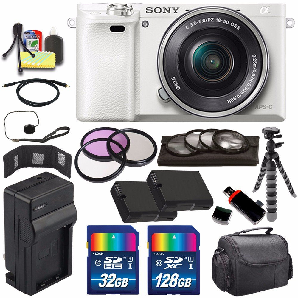 Sony Alpha a6000 Mirrorless Digital Camera with 16-50mm Lens White + Battery + Charger + 160GB Bundle 8 - Internationa Sony