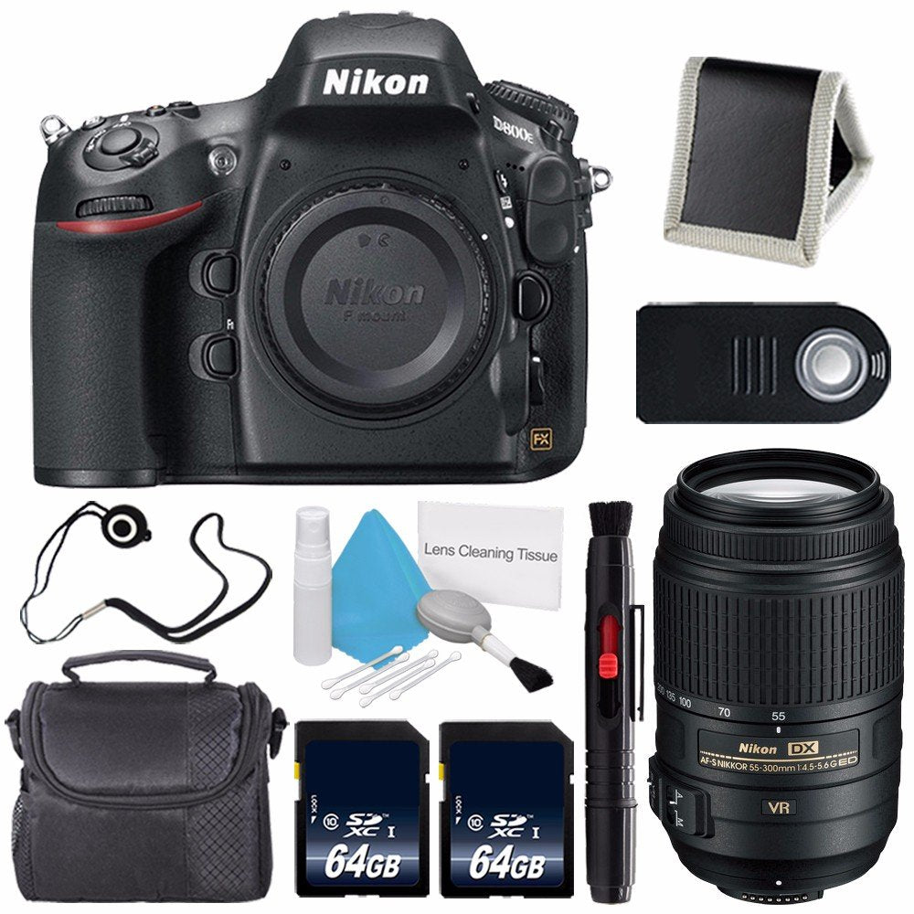 Nikon D800E Digital Camera Body Only International Model + Nikon AF-S DX 55-300mm f/4.5-5.6G ED VR Lens + 64GB Memory Card Nikon