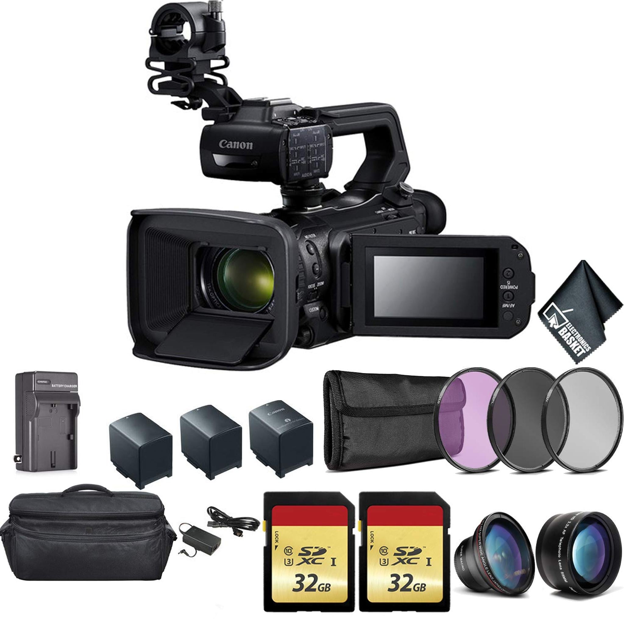 Canon XA50 Professional UHD 4K Camcorder Bundle with 2x Spare Batteries + 2x 32GB Memory Cards + Carrying Case + Filter Kit+ More Canon