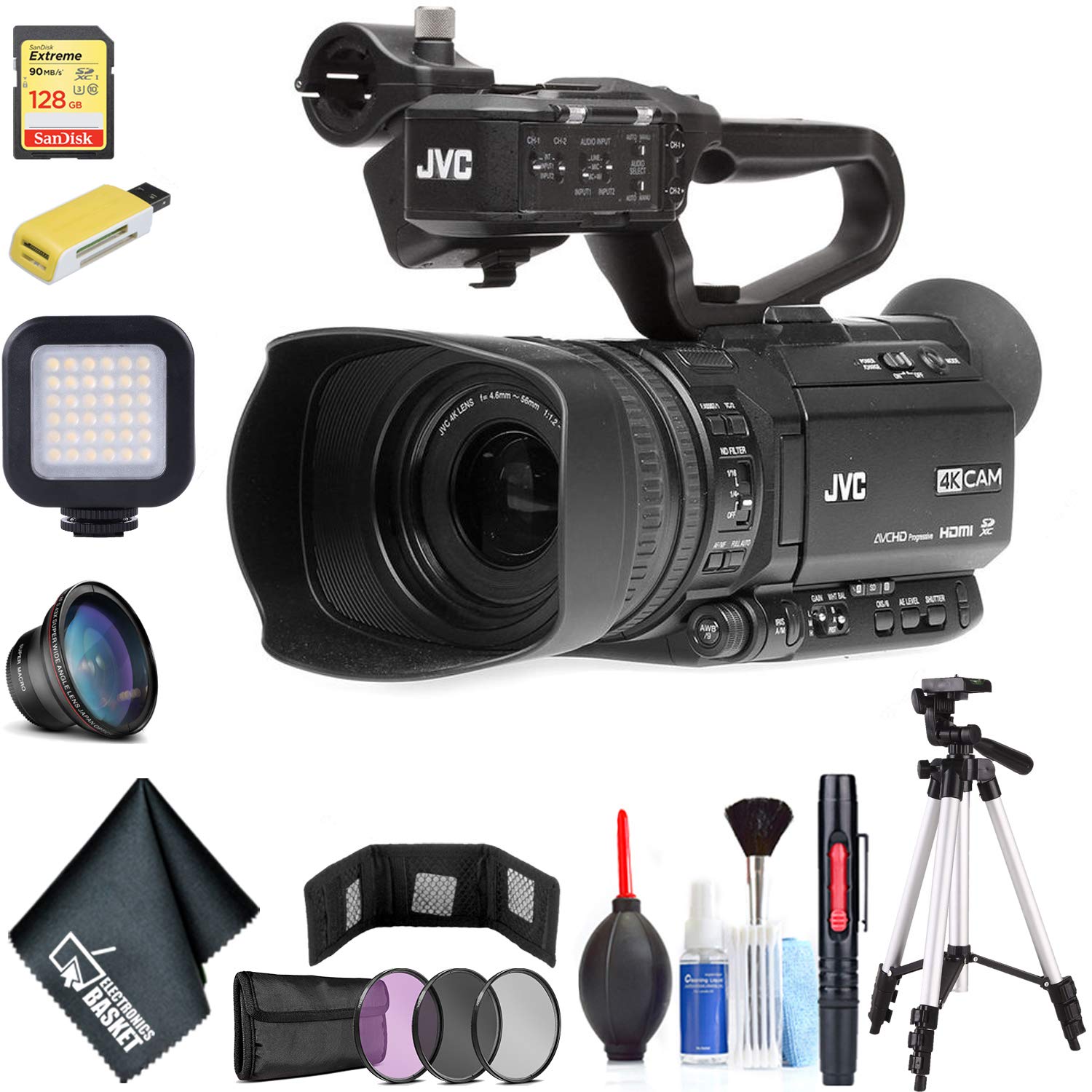 JVC GY-HM180 Ultra HD 4K Camcorder Plus Bundle JVC