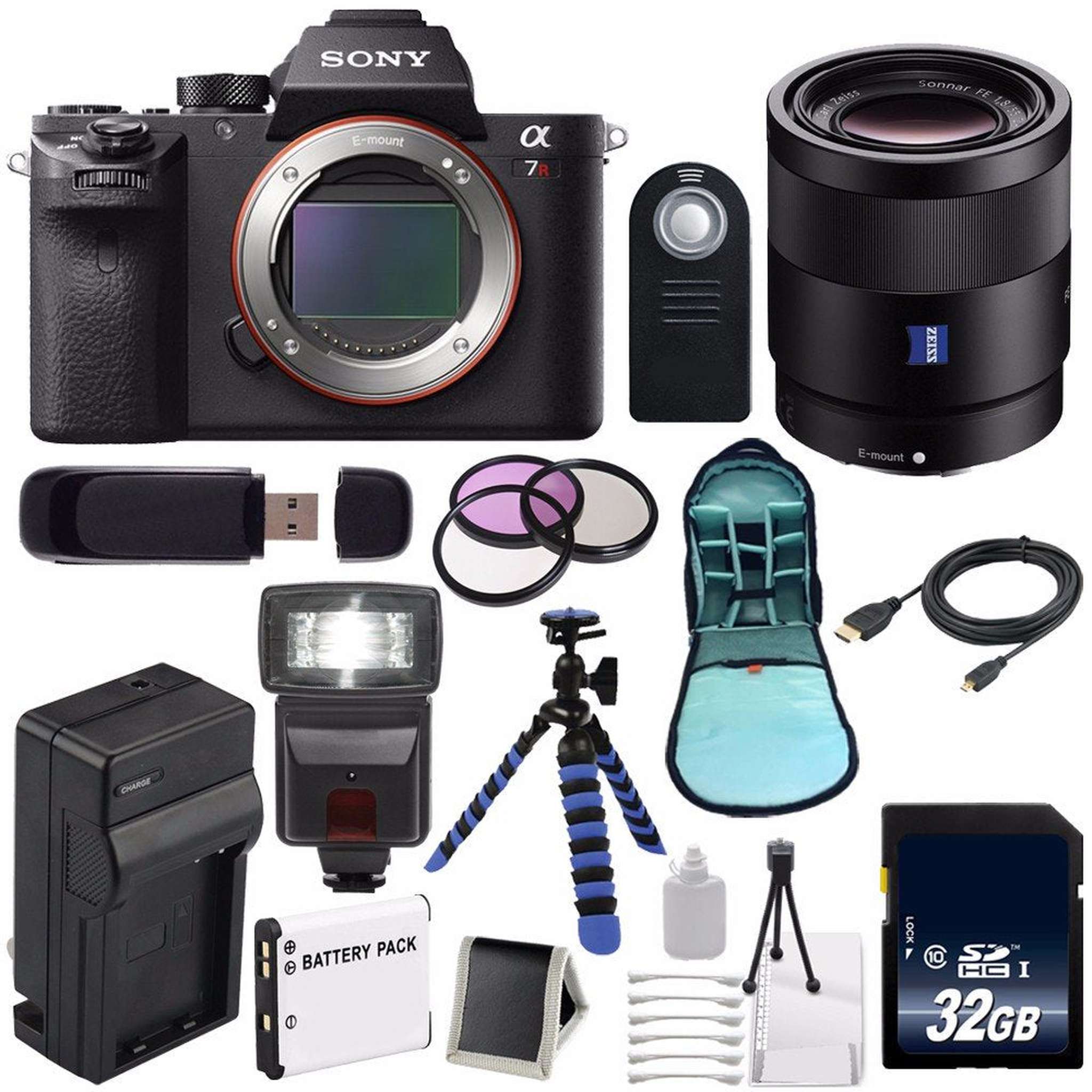 Sony Alpha a7R II Mirrorless Digital Camera International Model + Sony Sonnar T FE 55mm f/1.8 ZA Lens + 49mm 3 Piece Supreme Bundle Sony