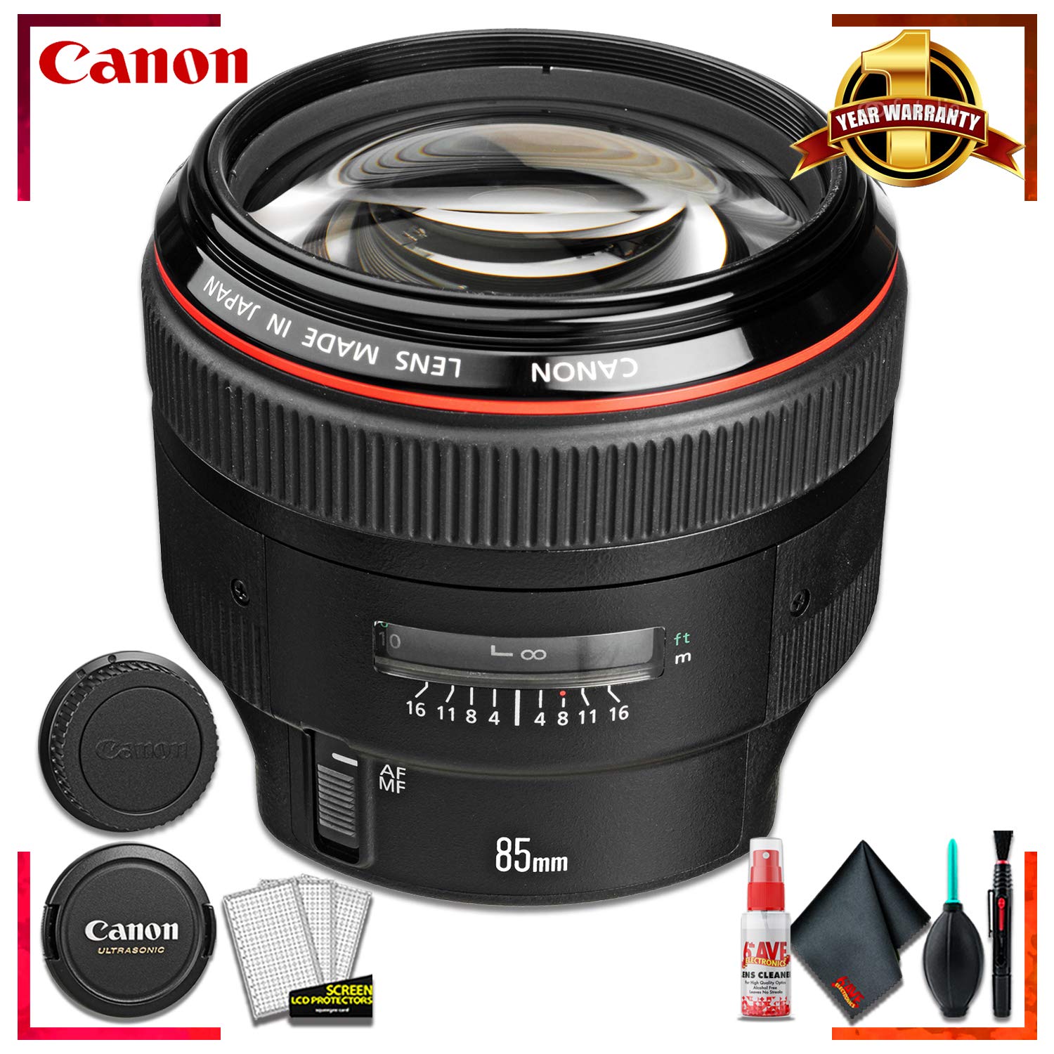 Canon EF 85MM F/1.2 L USM II Camera Lens Intl Model + Cleaning Kit Canon