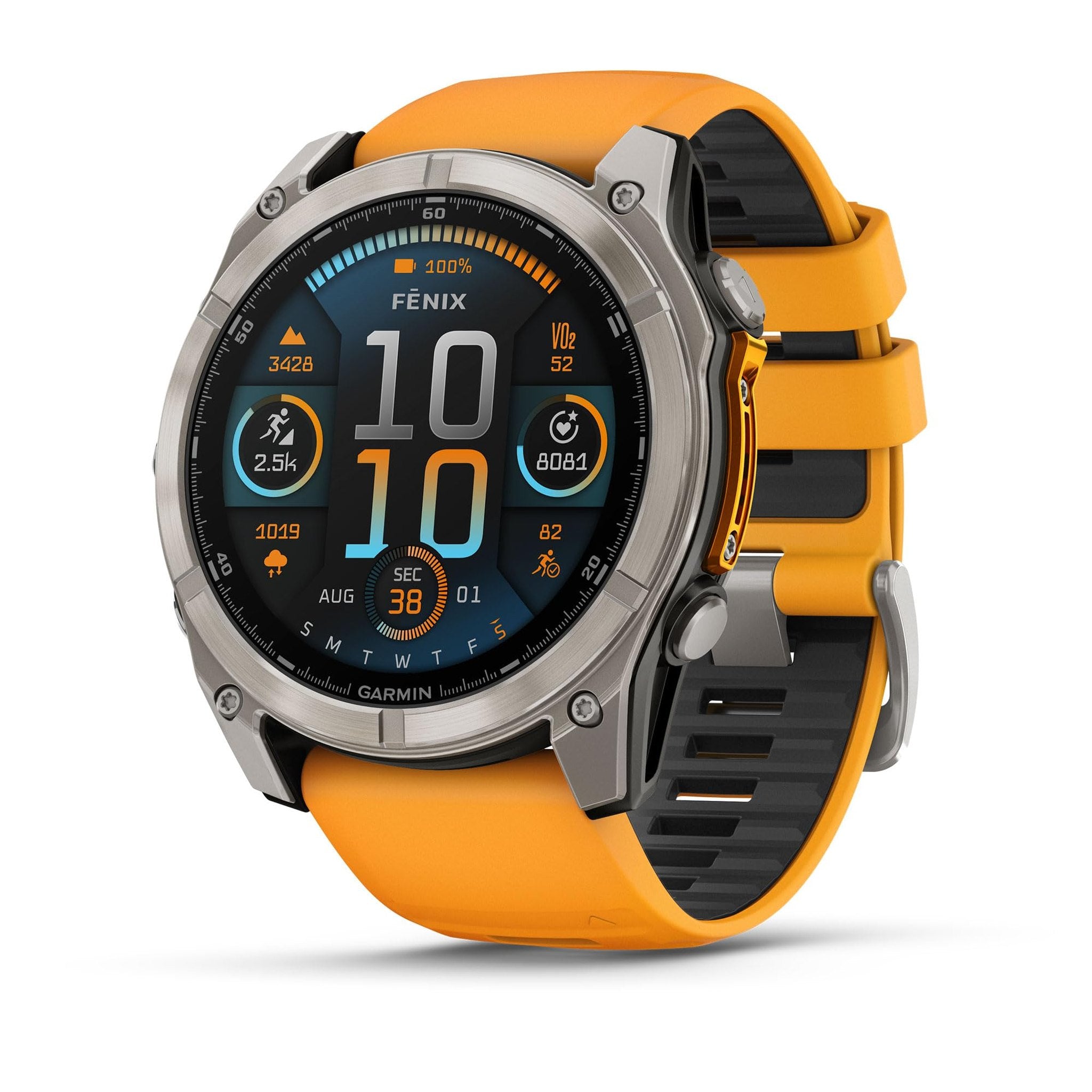 Garmin fēnix® 8 - 51 mm, AMOLED, Sapphire, Premium Multisport GPS Smartwatch, Long-Lasting Battery Life, Dive-Rated, Built-in LED Flashlight, Titanium with Spark Orange/Graphite Band Garmin