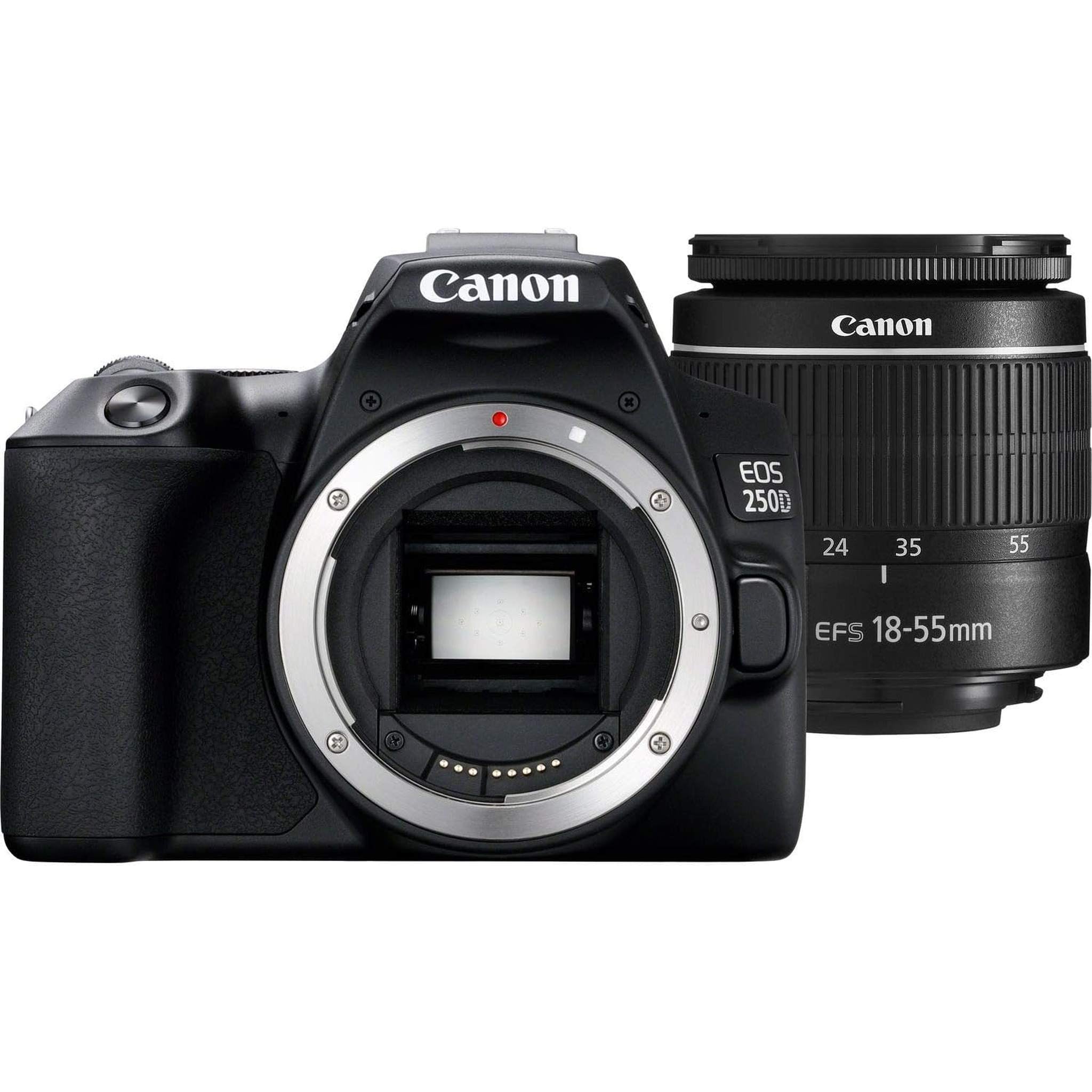 Canon EOS 250D / Rebel SL3 DSLR Camera with 18-55mm Lens Black + Creative Filter Set, EOS Camera Bag + 6AVE Electronics Canon