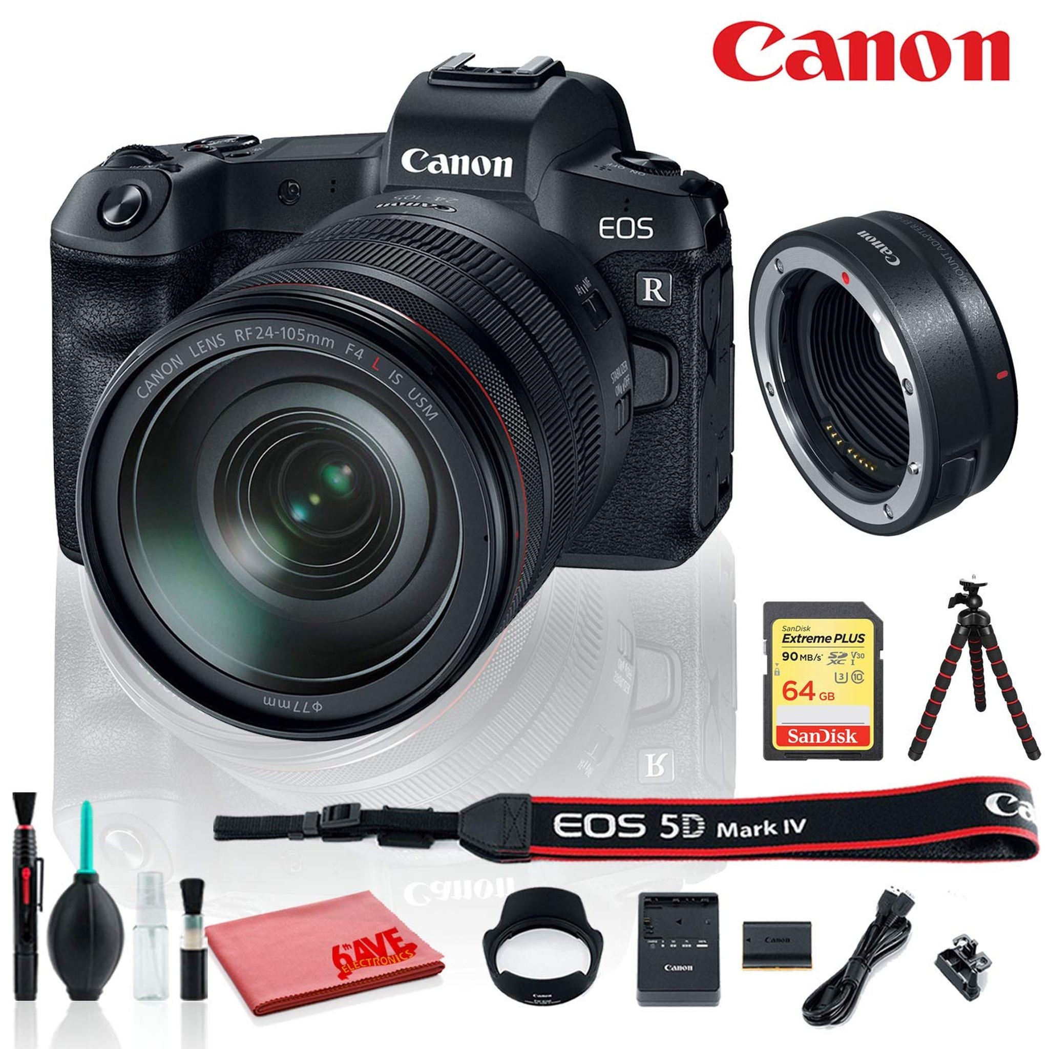 International Standard Bundle - Canon EOS RP Mirrorless Camera with with RF 24-105 F4 L is USM Lens Lens and Mount Adapt Canon