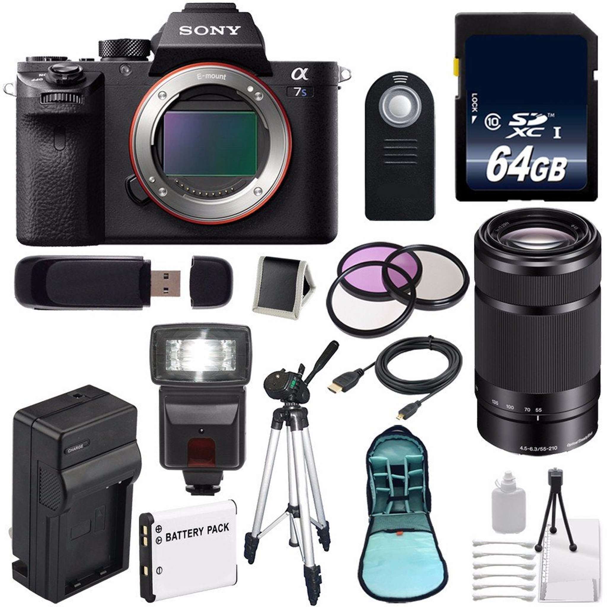 Sony Alpha a7S II a7S Mark II a7SII ILCE7SM2/B Mirrorless Digital Camera International Model + Sony E 55-210mm f/4.5-6 Lens Innovative Bundle Sony